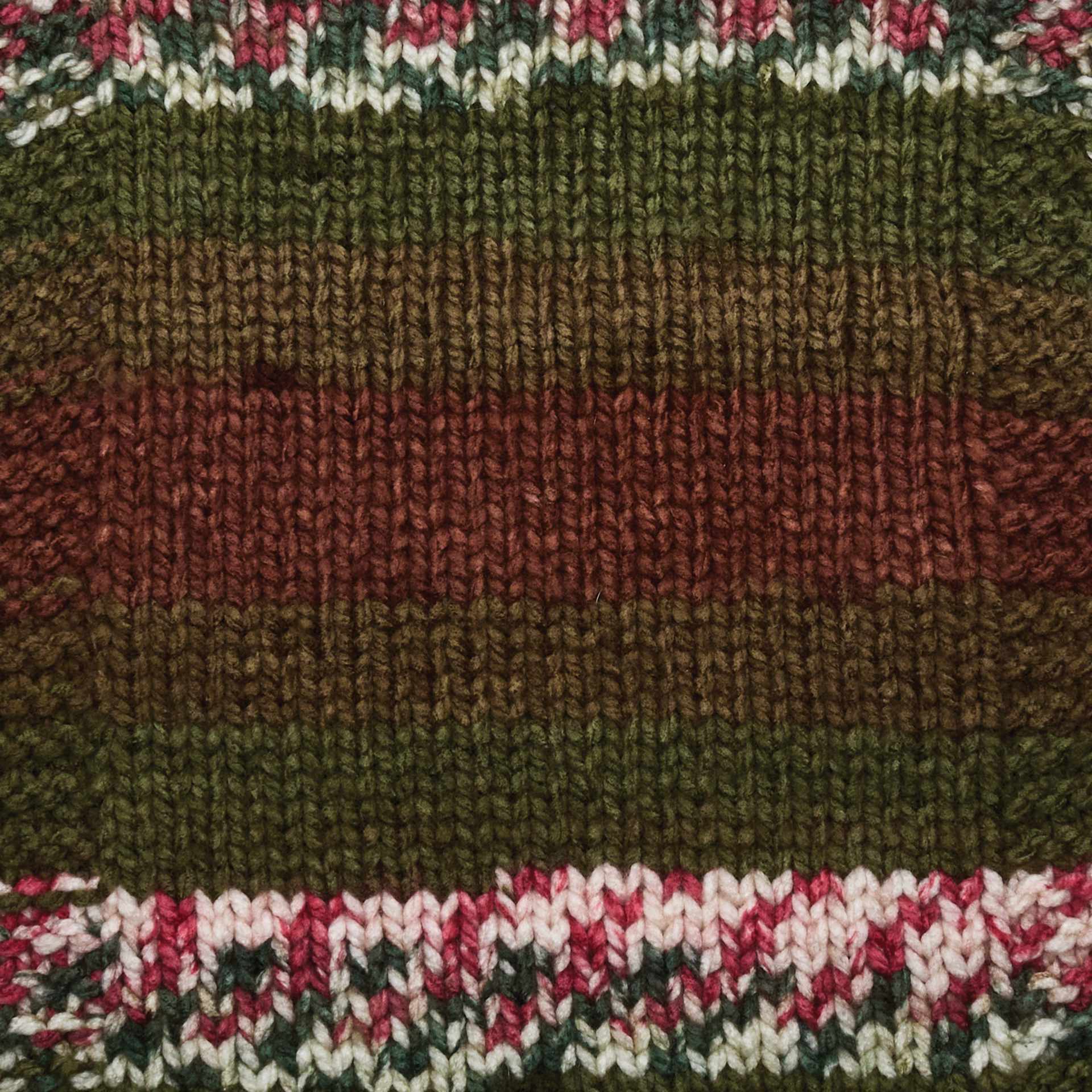 Premier Yarn Bloom Chunky Yarn - Christmas Cactus, 109 yds showing knitted pattern example