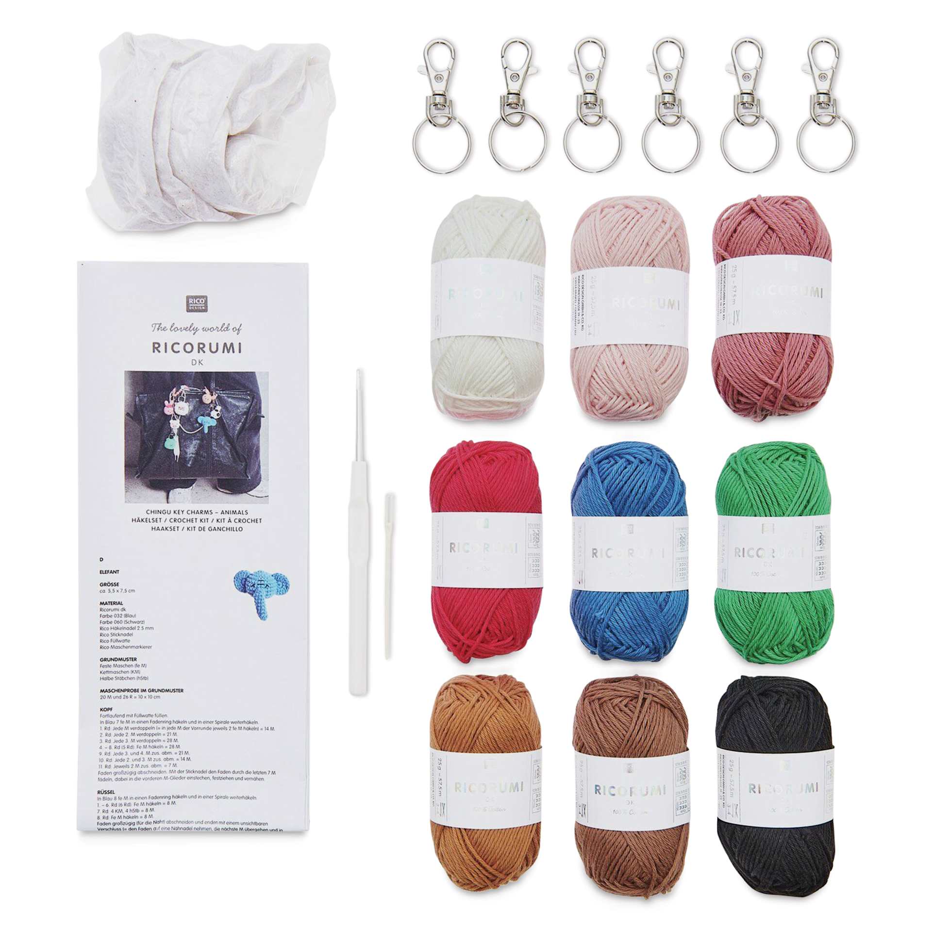 Rico Design Ricorumi Crochet Keyring Kit - Animals contents