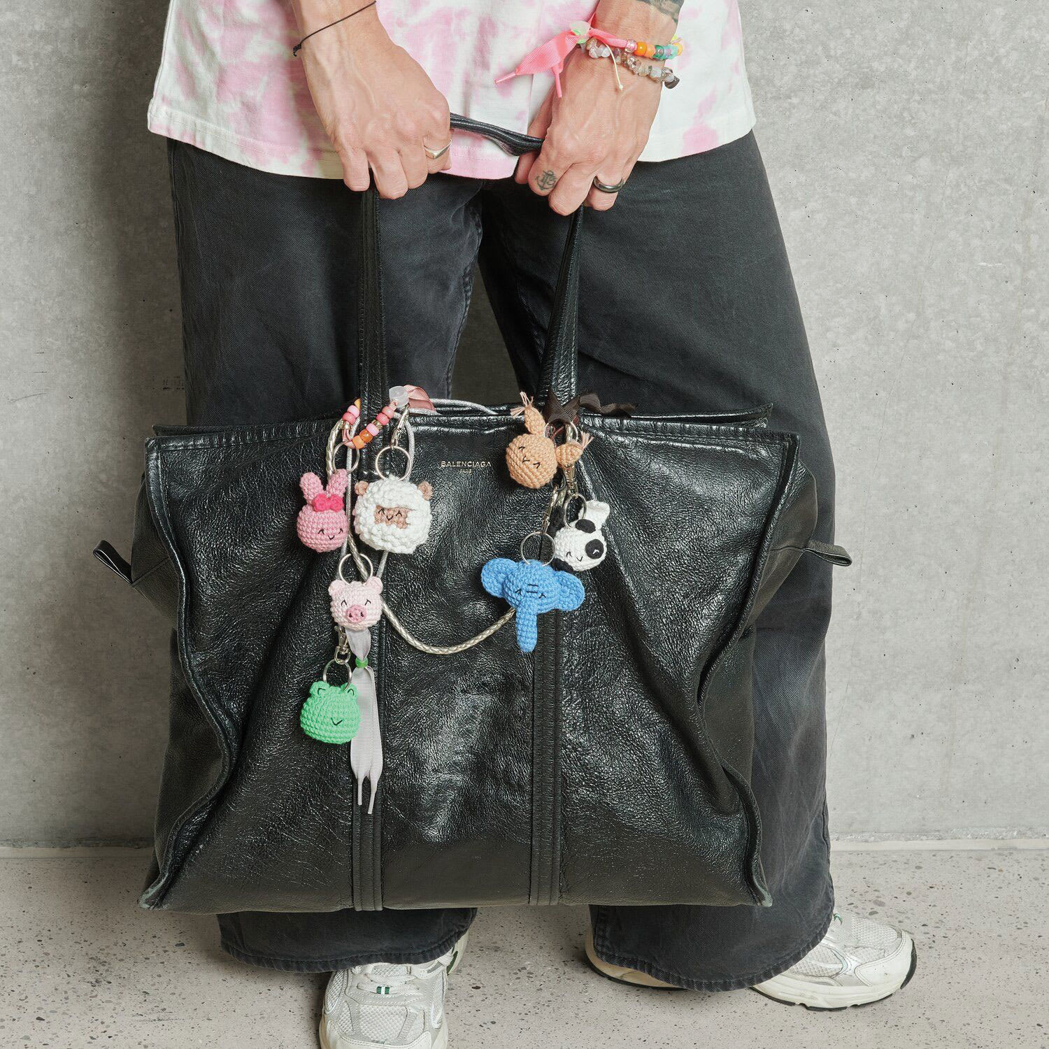 Rico Design Ricorumi Crochet Keyring Kit - Animals completed projects attached to bag
