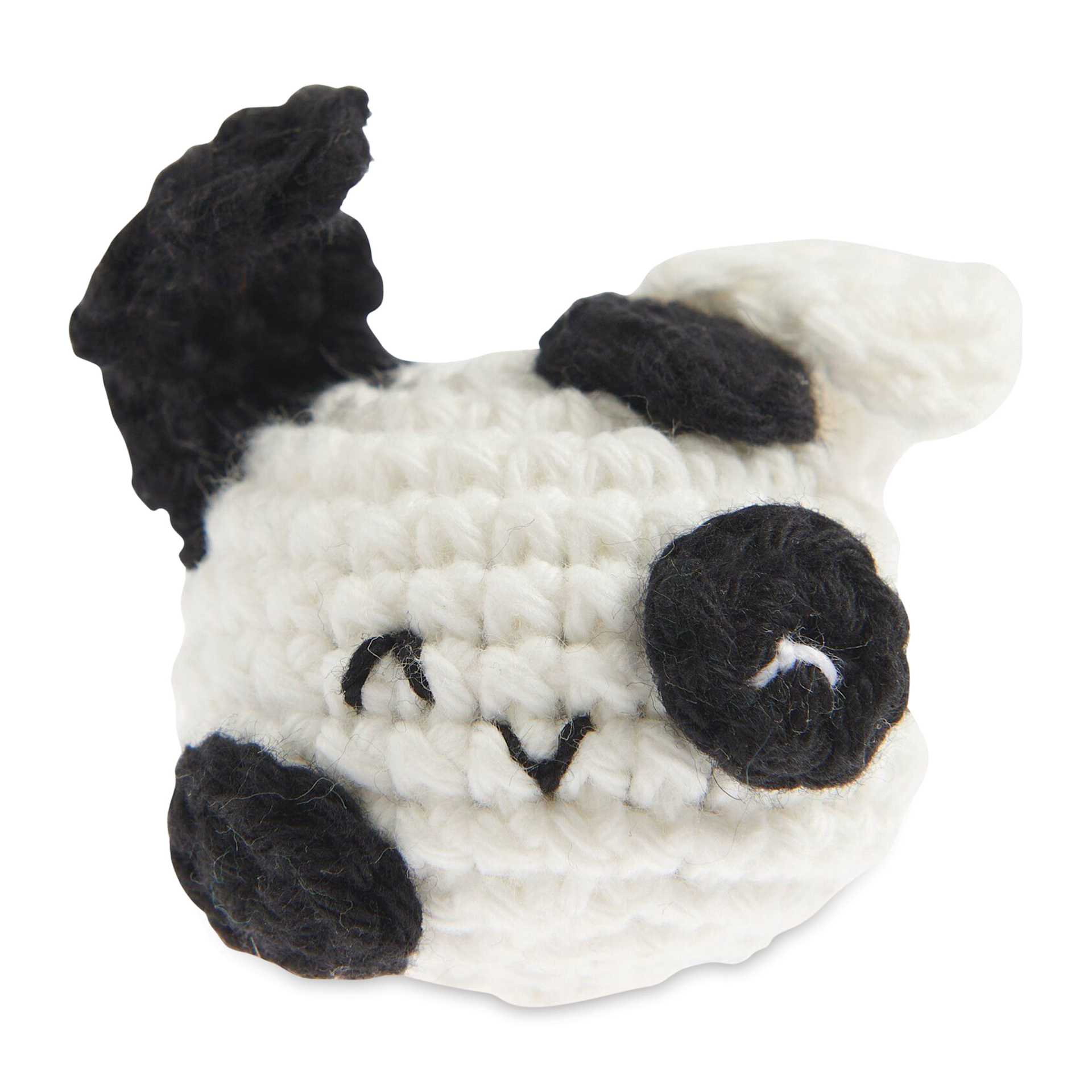 Rico Design Ricorumi Crochet Keyring Kit - Animals completed black and white rabbit project