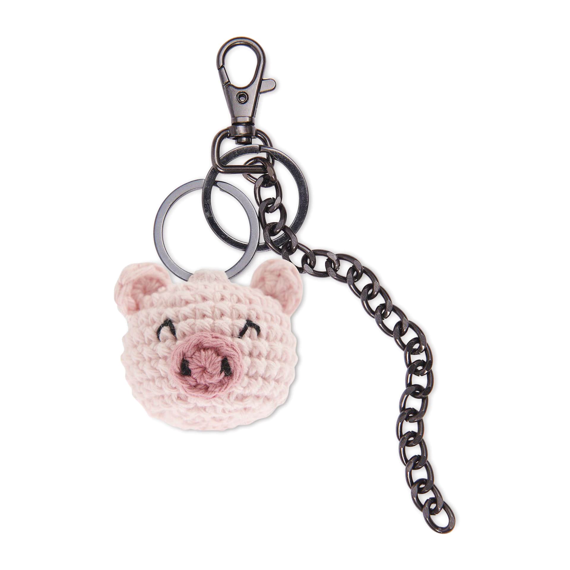 Rico Design Ricorumi Crochet Keyring Kit - Animals completed pig project