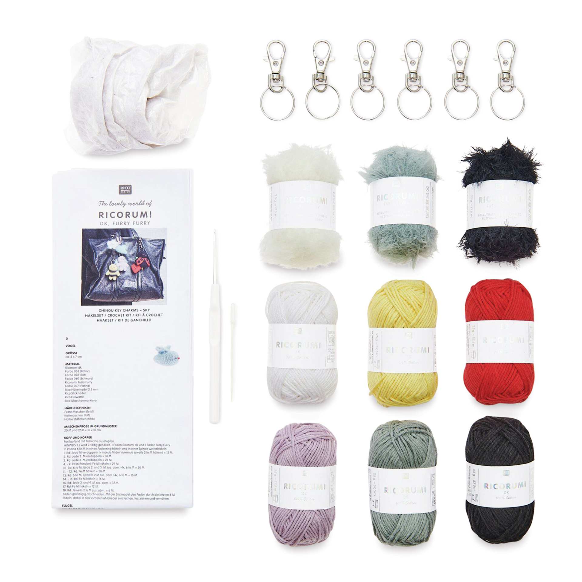 Rico Design Ricorumi Crochet Keyring Kit - Sky contents
