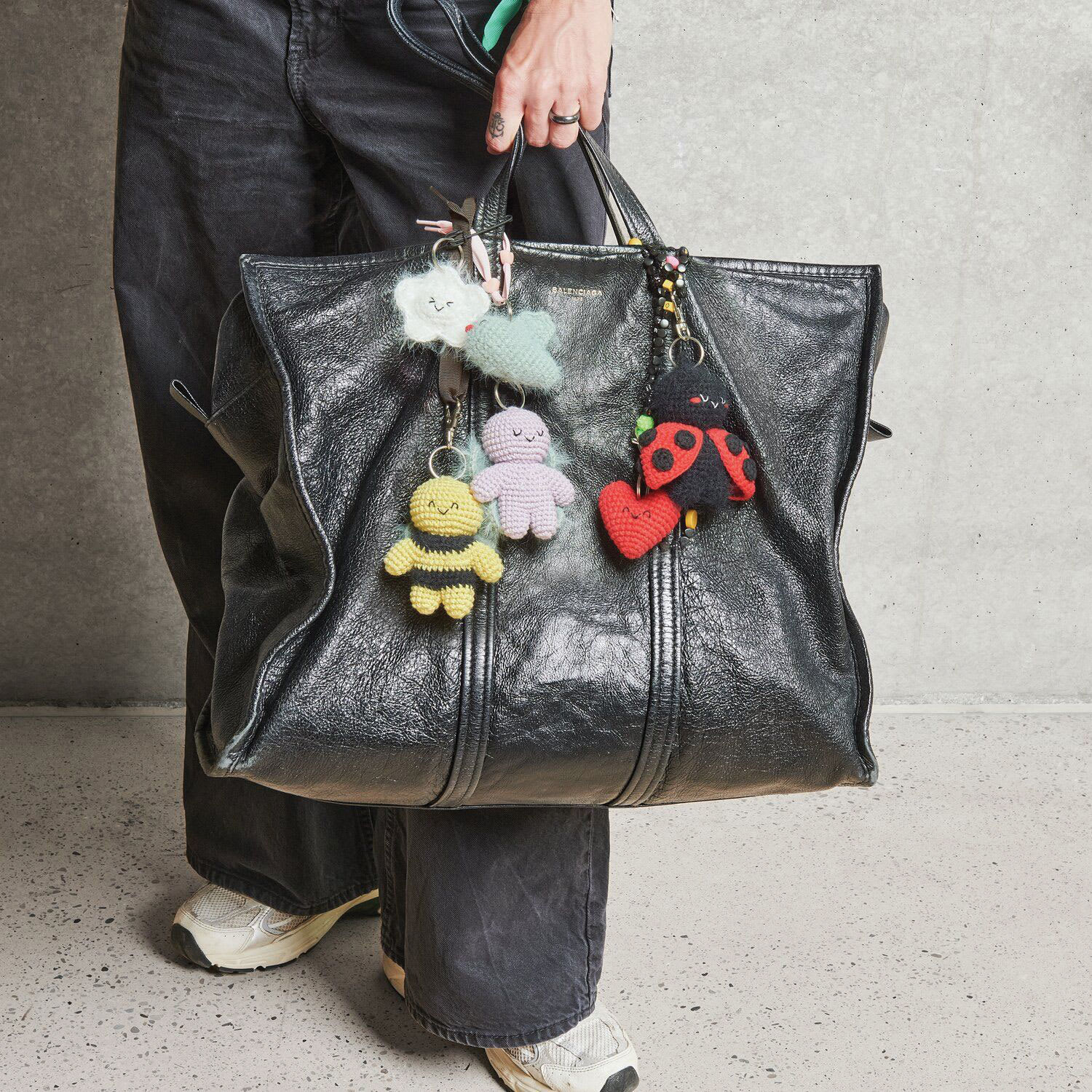 Rico Design Ricorumi Crochet Keyring Kit - Sky completed projects attached to bag
