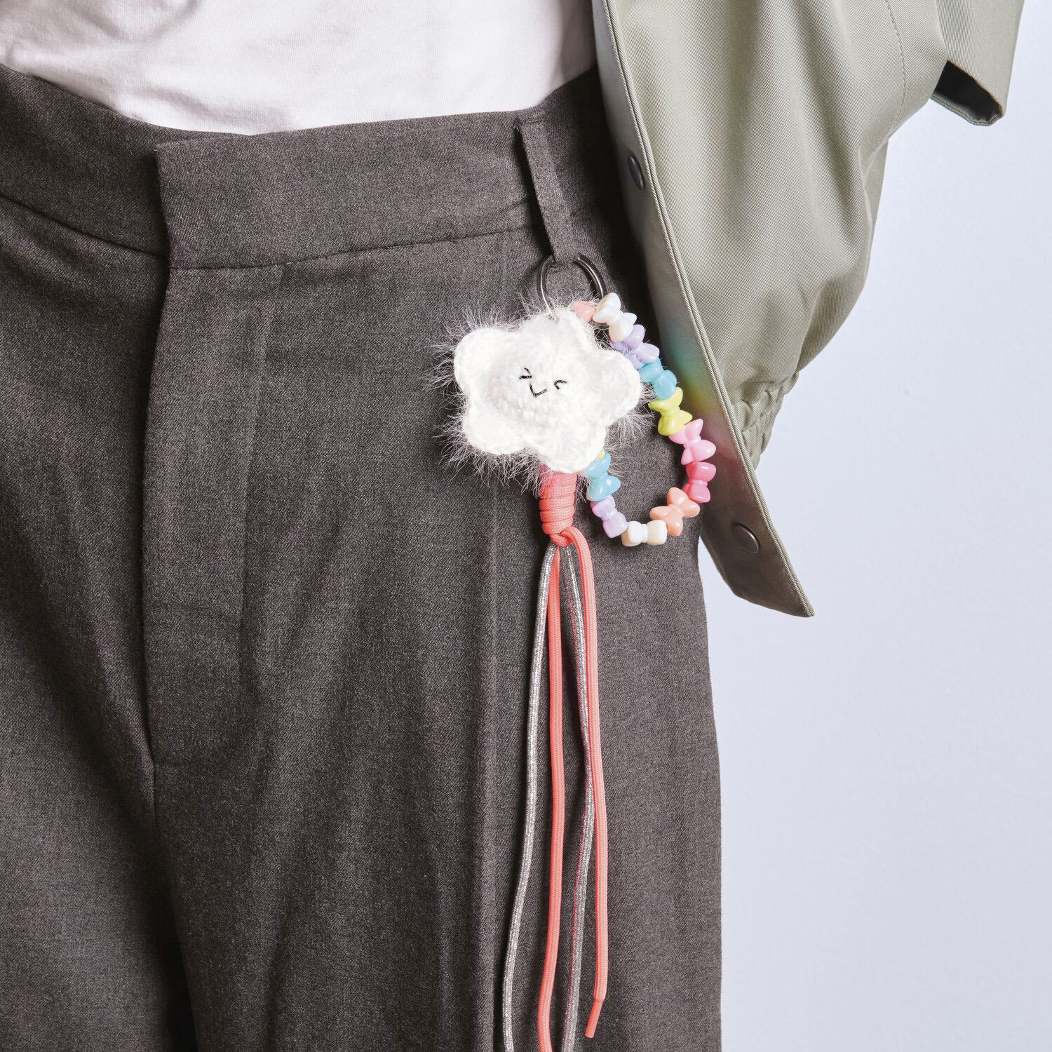 Rico Design Ricorumi Crochet Keyring Kit - Sky completed star project attached to belt loop