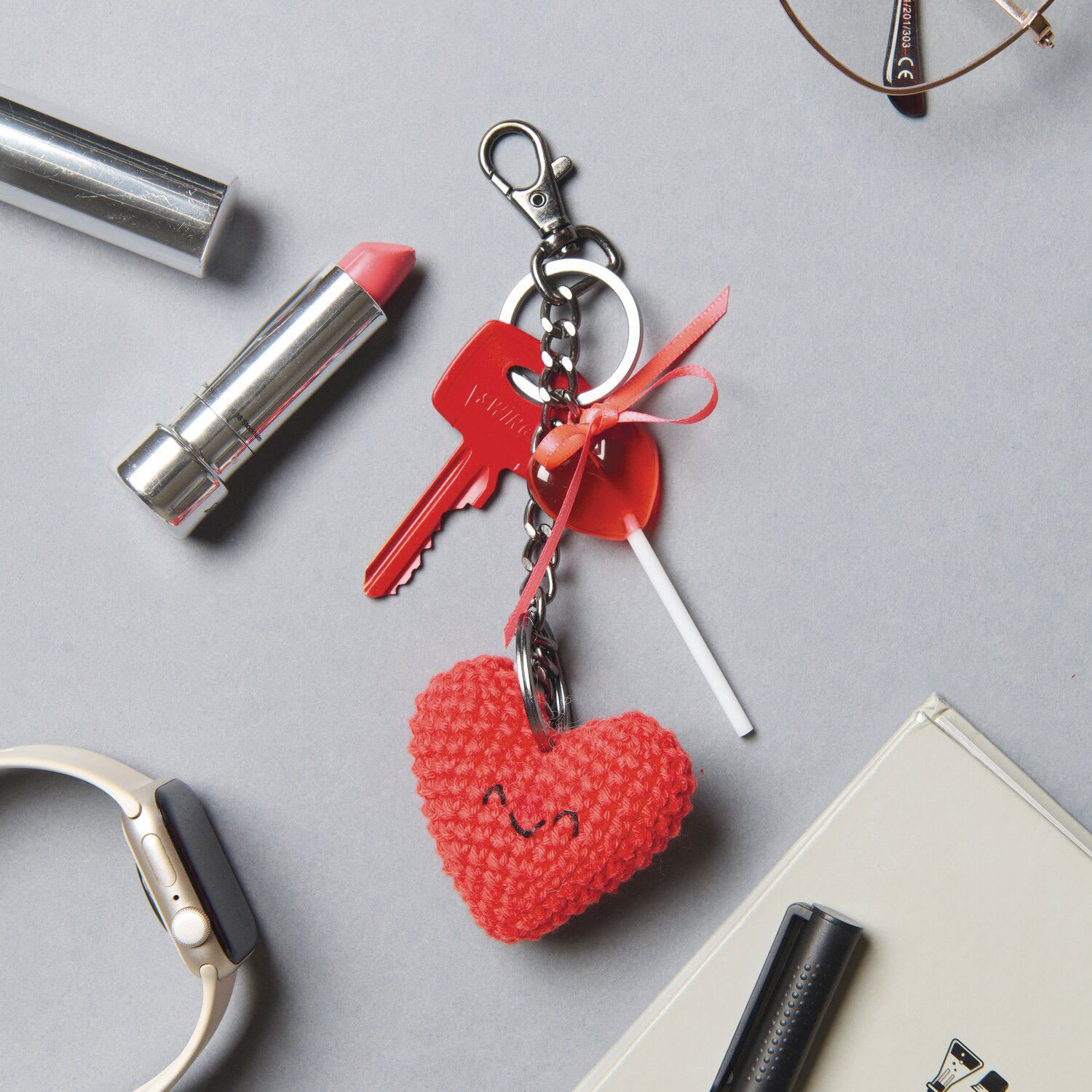 Rico Design Ricorumi Crochet Keyring Kit - Sky completed heart project