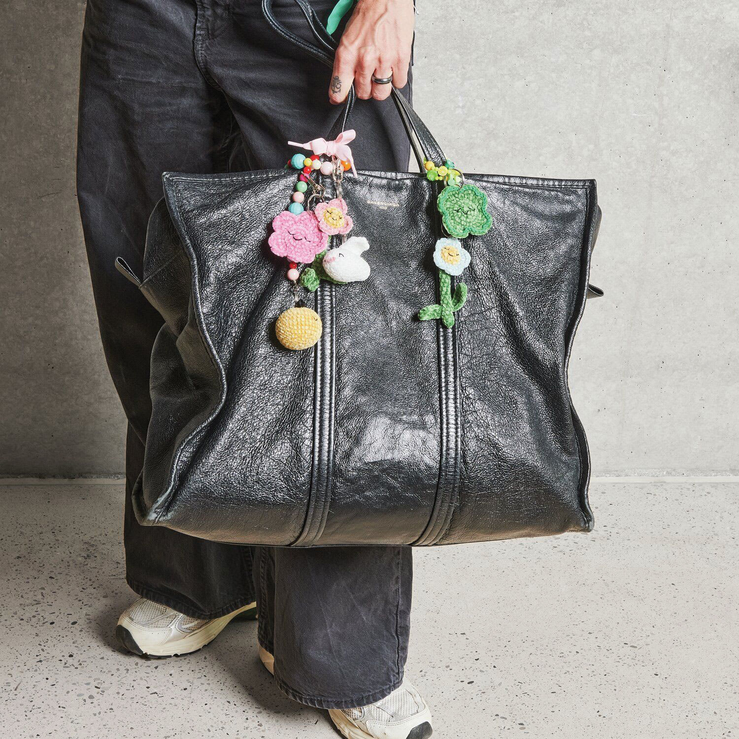 Rico Design Ricorumi Crochet Keyring Kit - Earth completed projects attached to bag