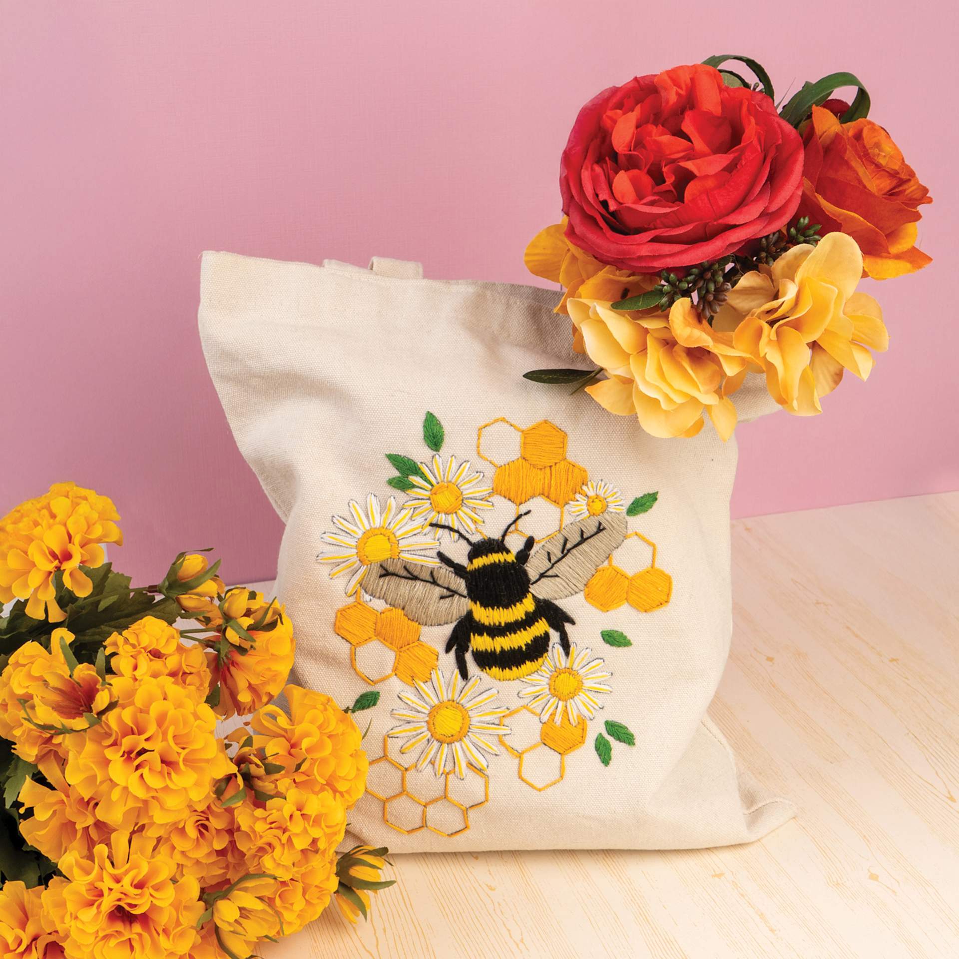 John Bead Embroidered Bag DIY Kit finished included tote bag