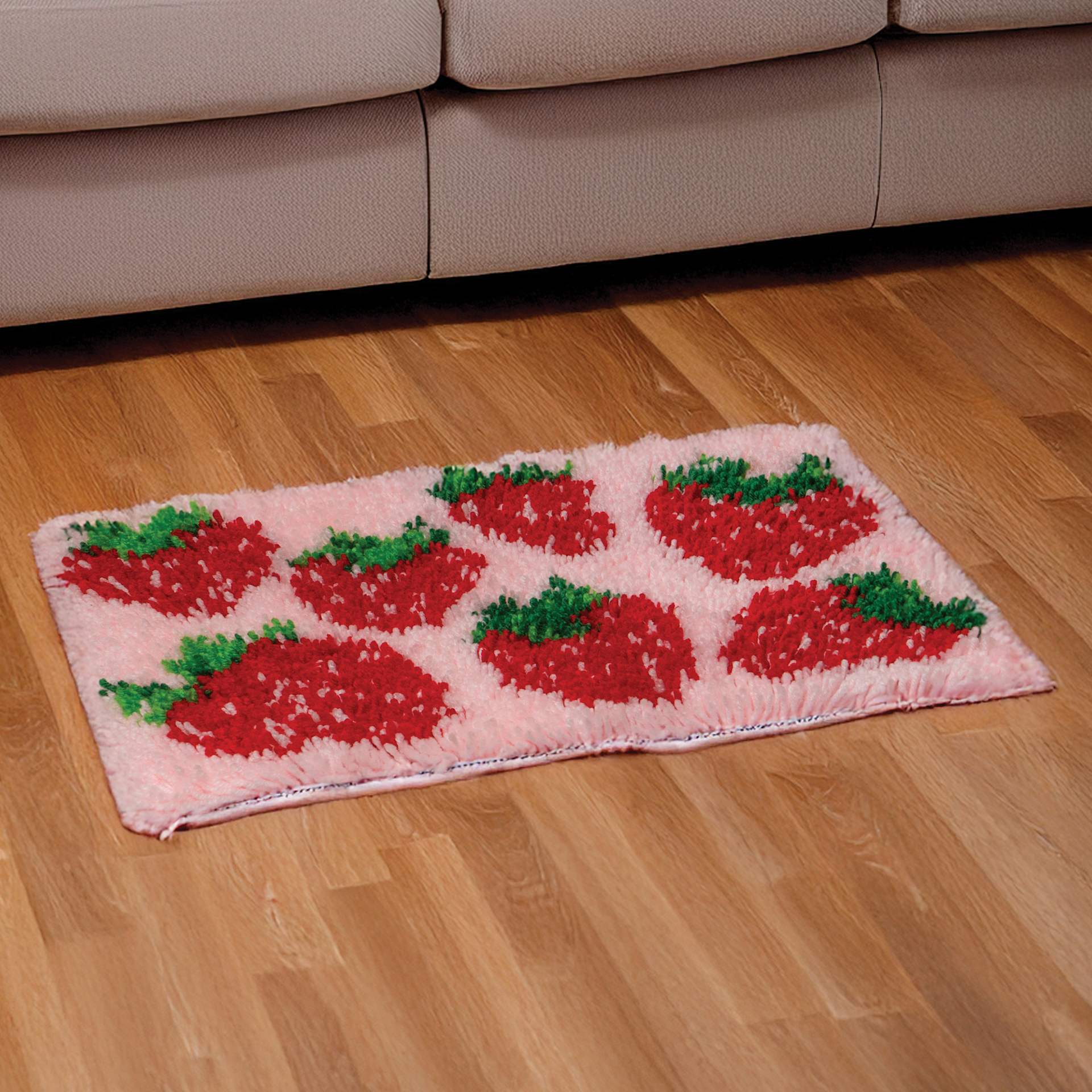 John Bead Latch Hook Kits - Strawberry completed included rug