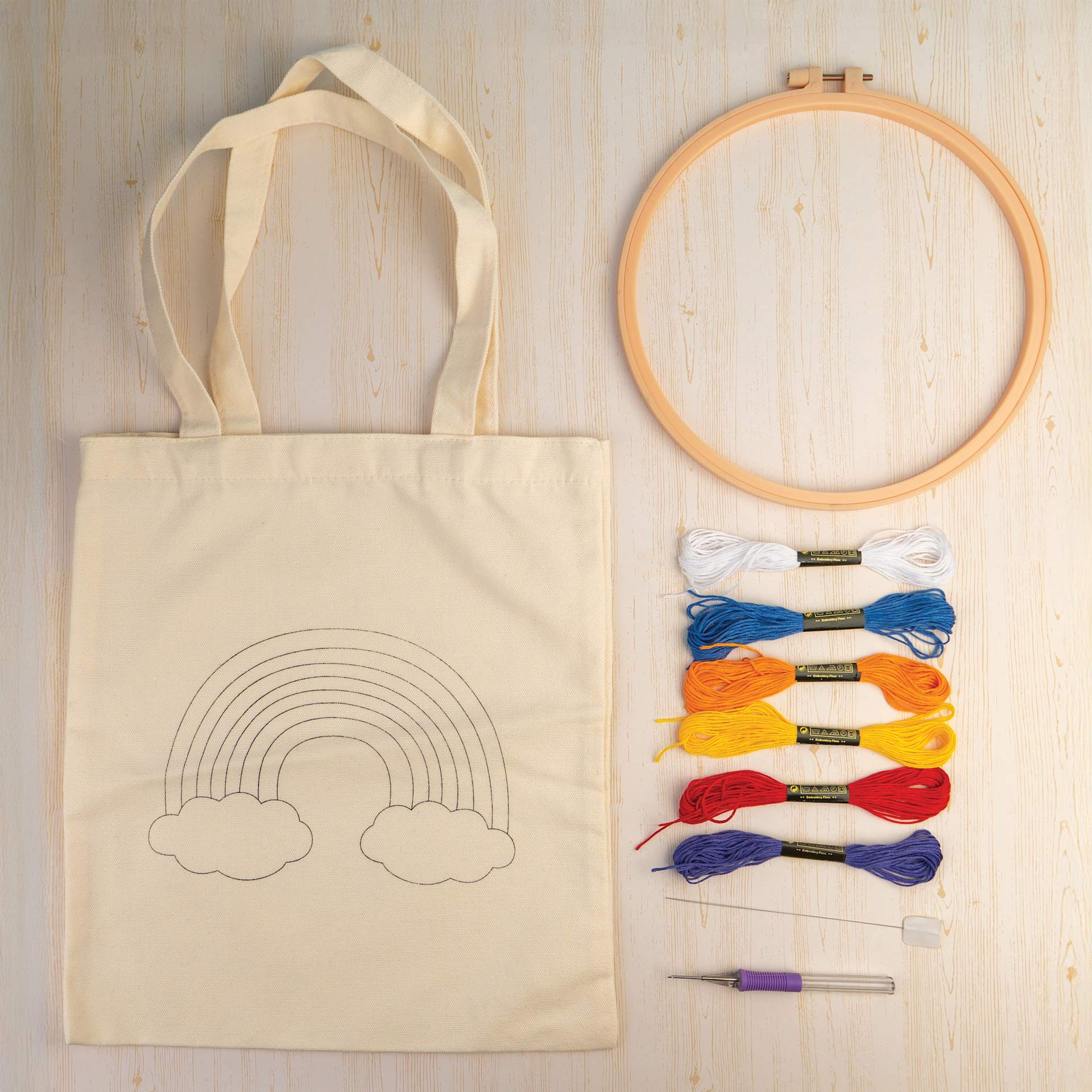 John Bead Needle Punching Tote Bag DIY Kit contents