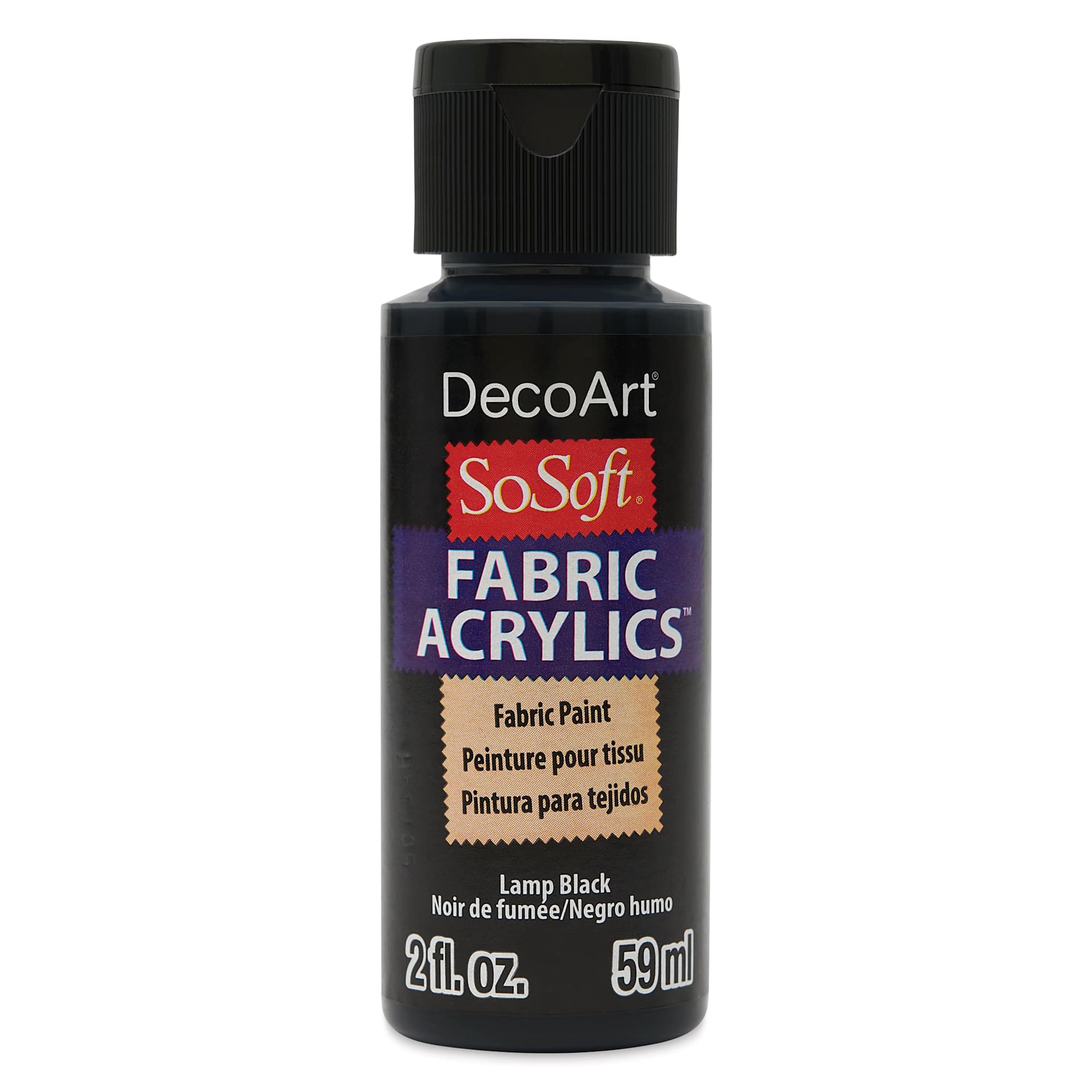 DecoArt SoSoft Fabric Paint - Lamp Black, 2 oz, Bottle