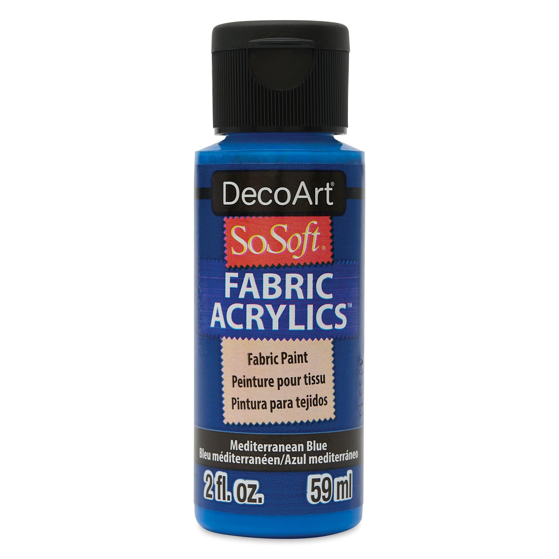 DecoArt SoSoft Fabric Paint - Mediterranean Blue, 2 oz, Bottle
