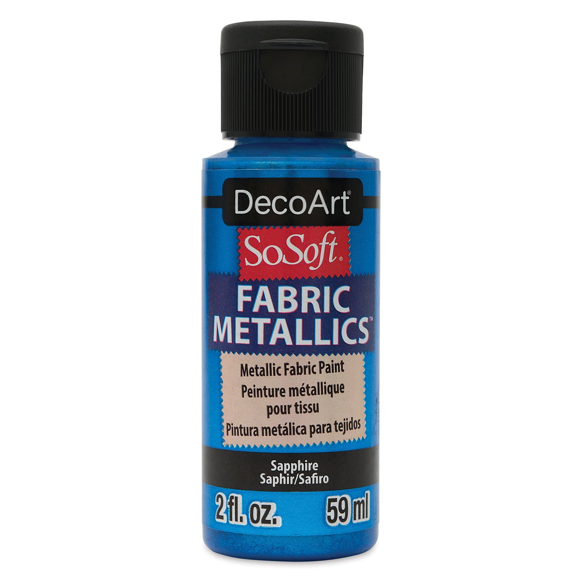DecoArt SoSoft Fabric Metallic Paint - Sapphire, 2 oz, Bottle
