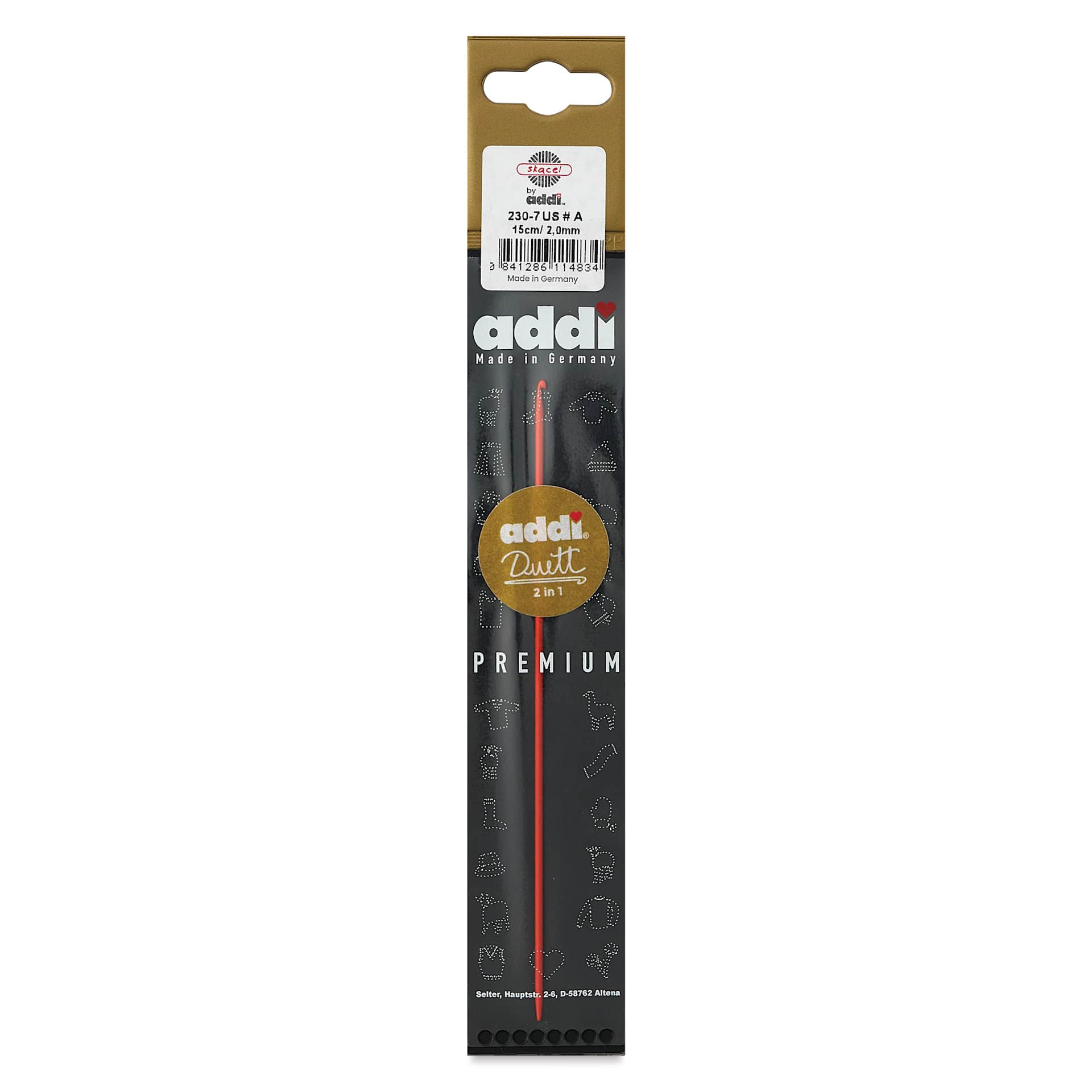Skacel by Addi Duett Crochet Hook and Knitting Needle - 2mm, 0/US packaging
