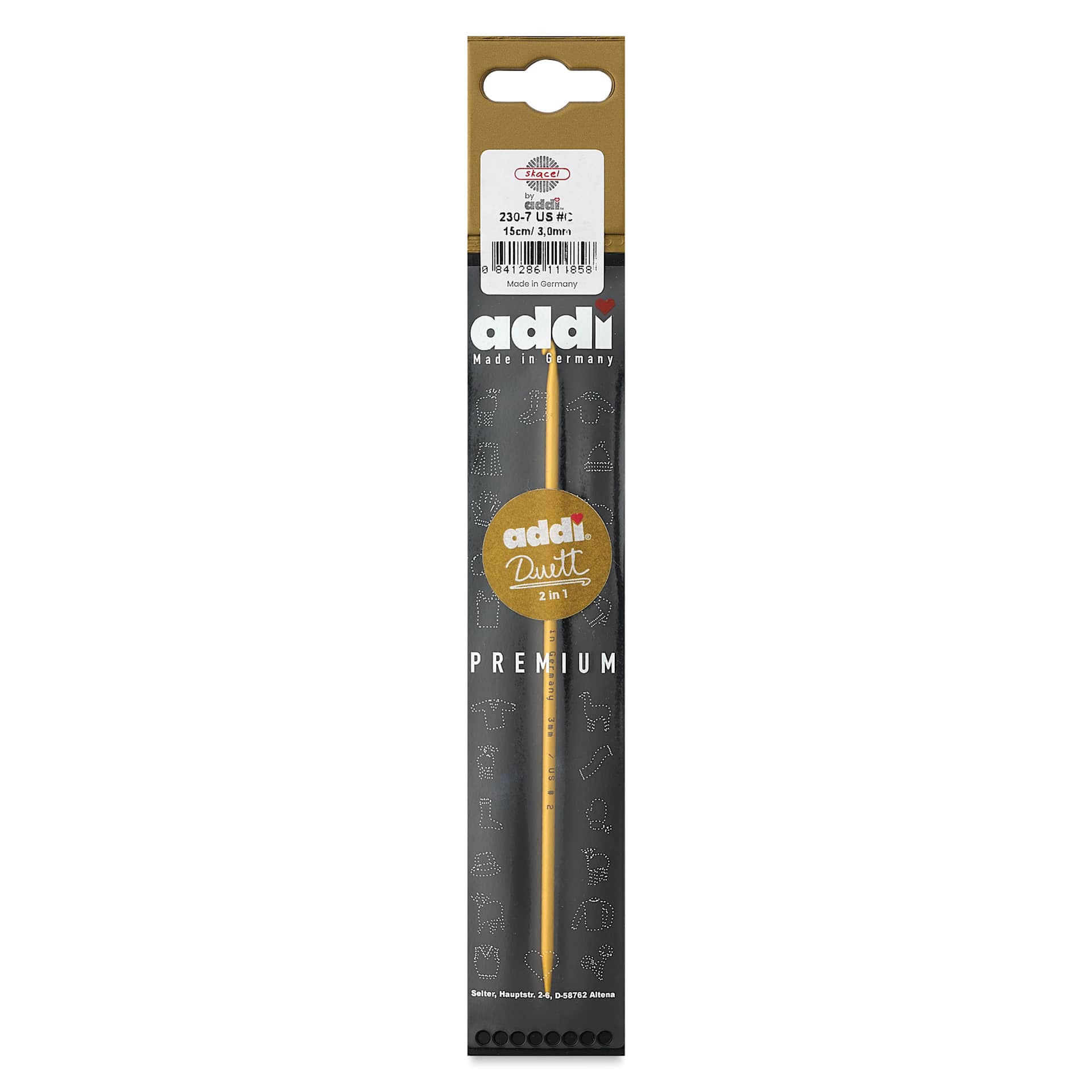Skacel by Addi Duett Skacel Crochet Hook and Knitting Needle - 3mm, 02/US packaging