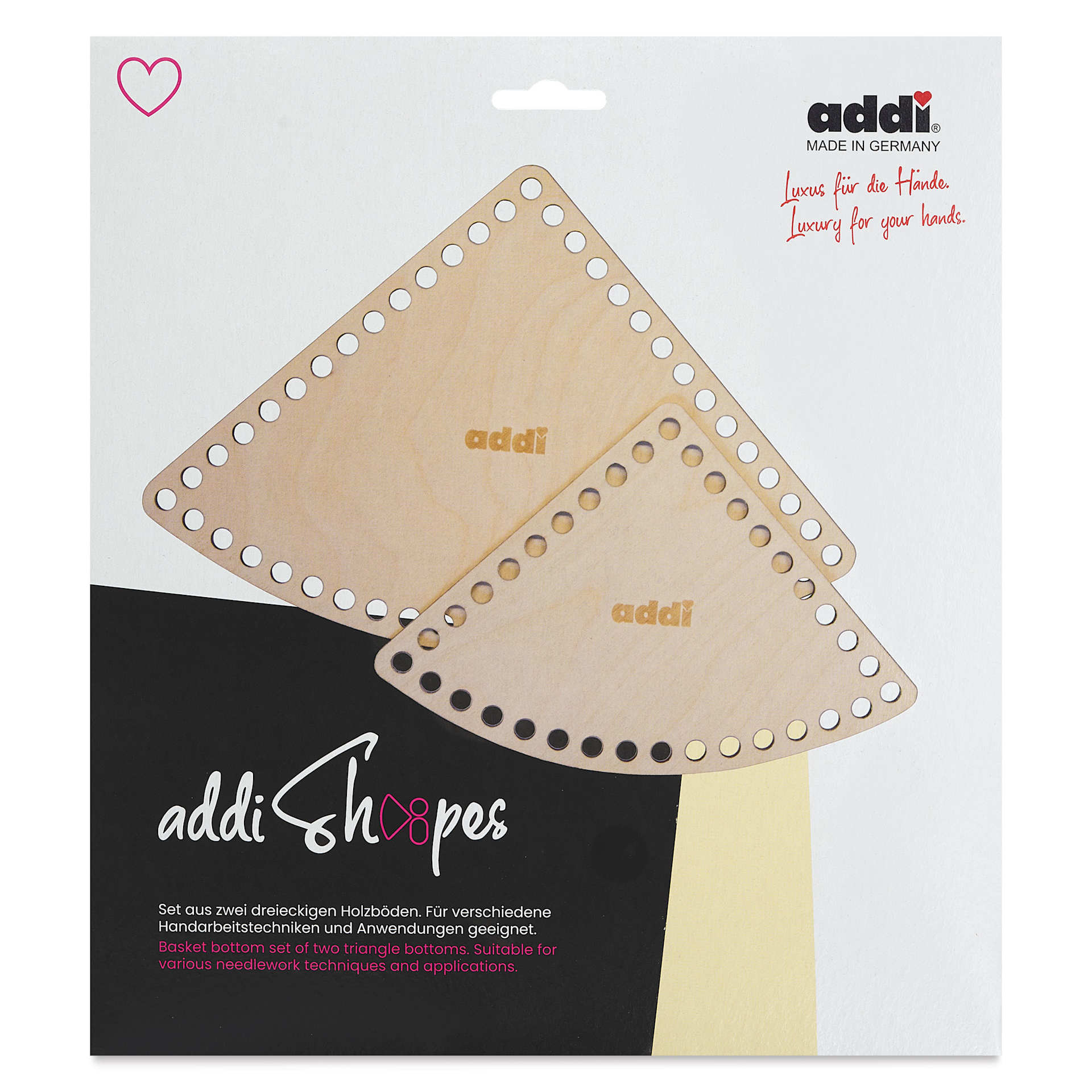 Skacel by Addi Shapes Basket Bases - Pkg of 2, Triangle front of packaging