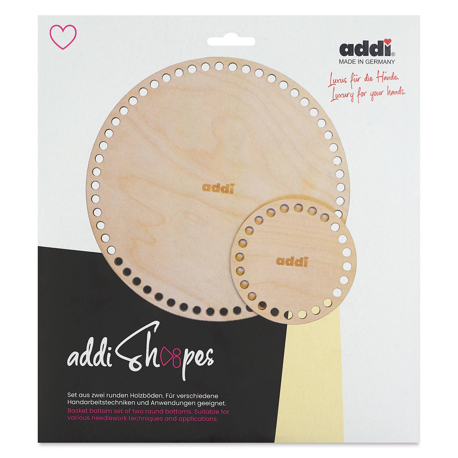 Skacel by Addi Shapes Basket Bases - Pkg of 2, Circle front of packaging