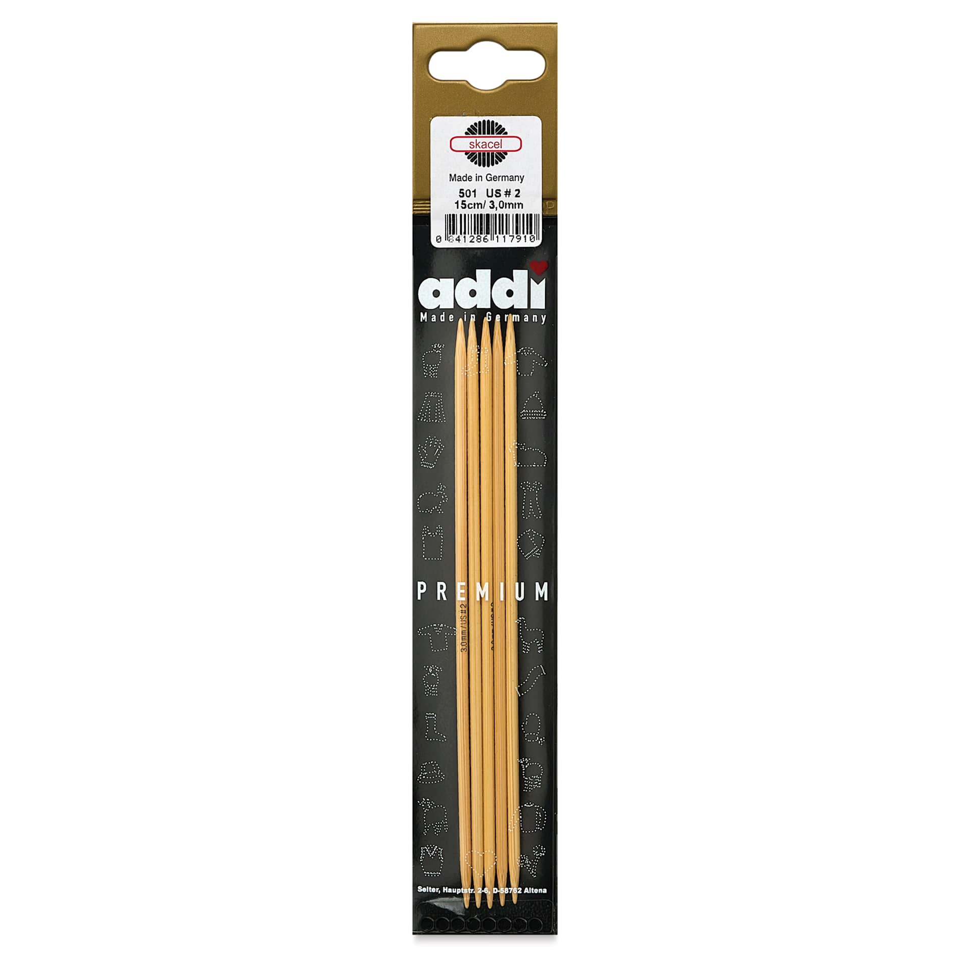 Skacel by Addi Bamboo Double Pointed Knitting Needles - Pkg of 5, US 02, 6" front of packaging