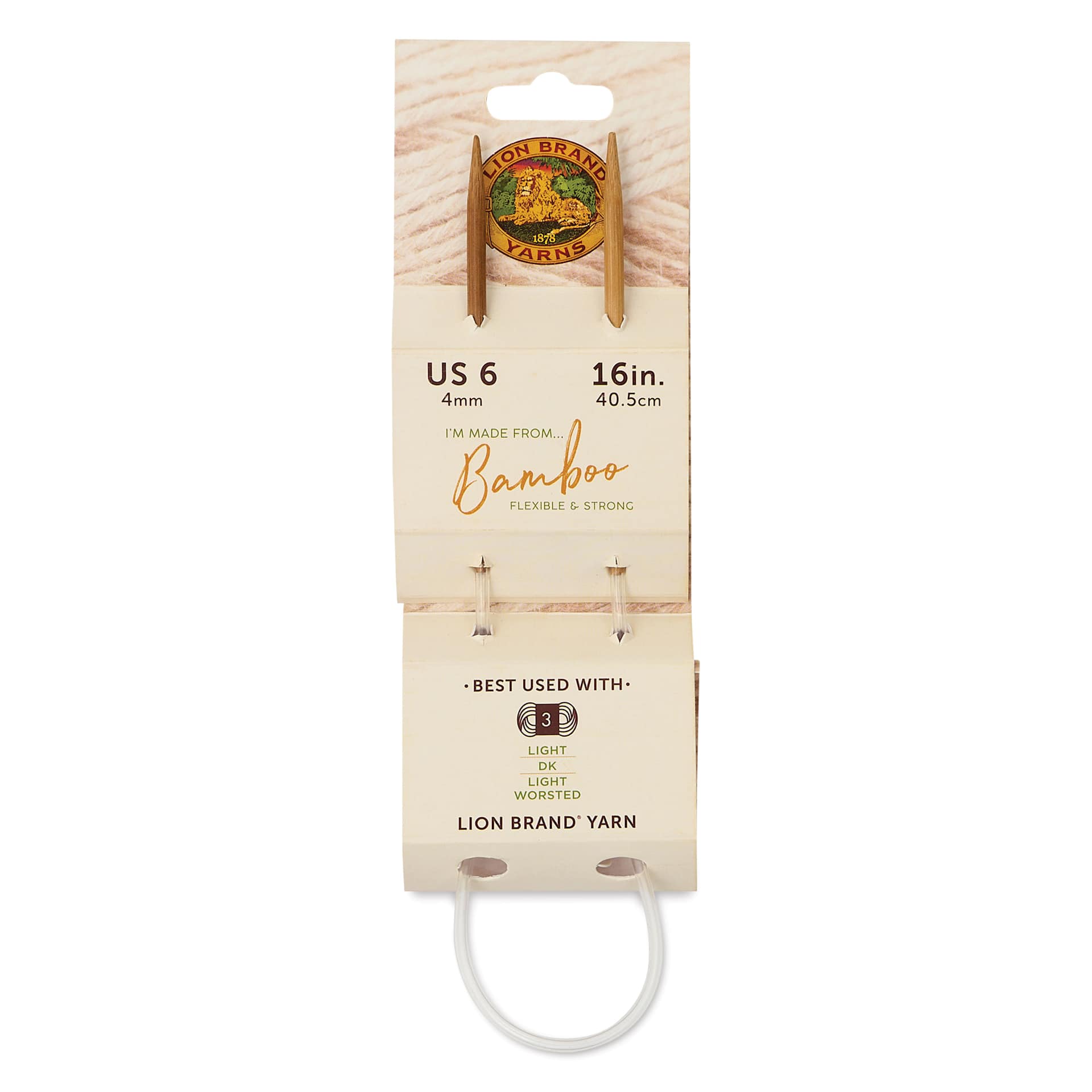 Lion Brand Bamboo Circular Knitting Needles - Size 6, 16" Circle front of packaging