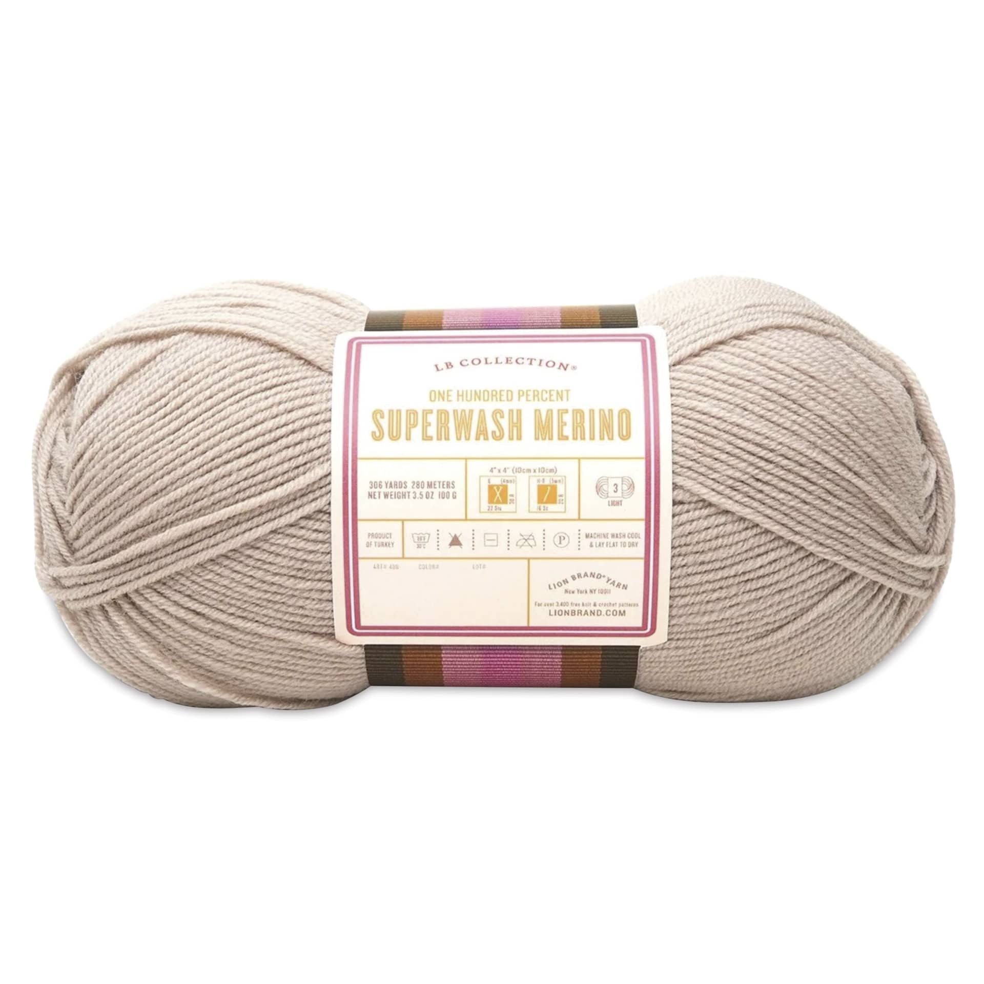 Lion Brand Yarn Collection Superwash Merino Yarn - Hemp