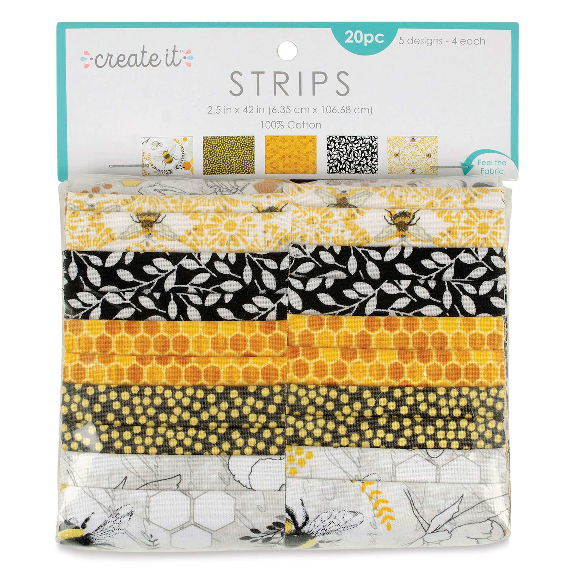 Create It Fabric Strips - Pkg of 20, Bee Designs, 2.5" x 42" front of packaging
