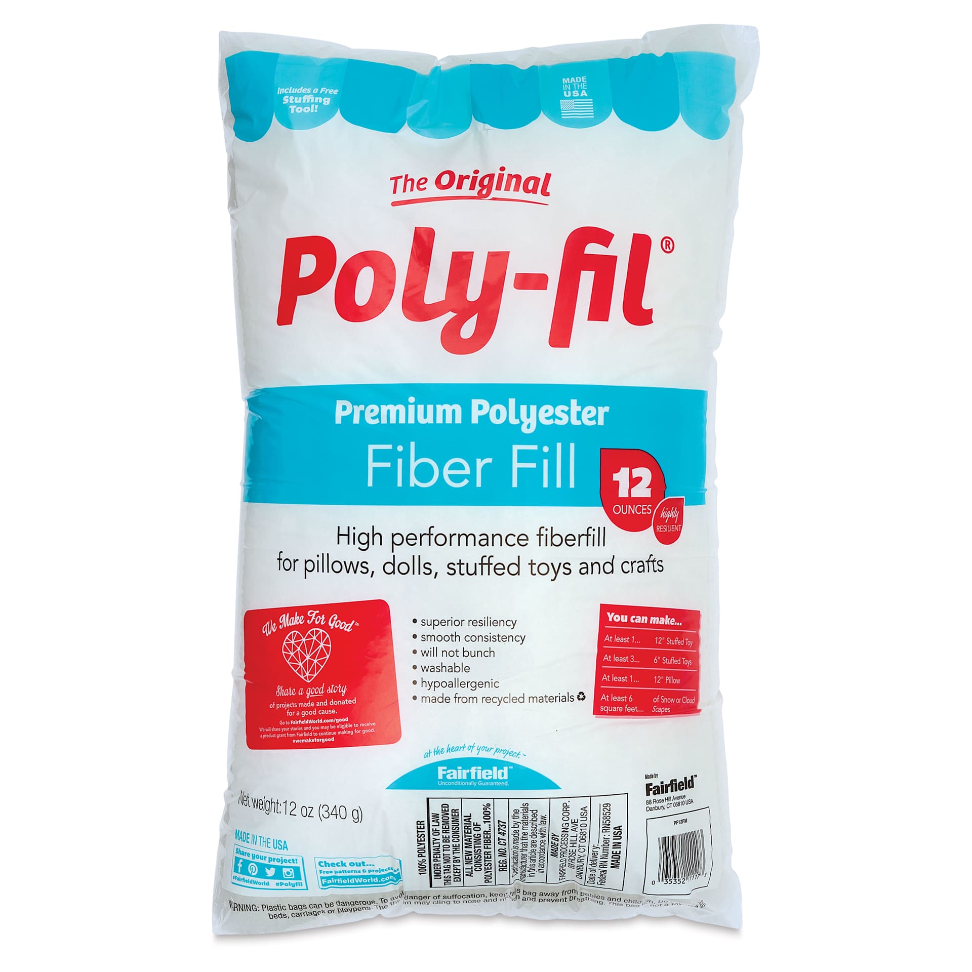 Poly-Fil Premium Fiber Fill - 12 oz Bag