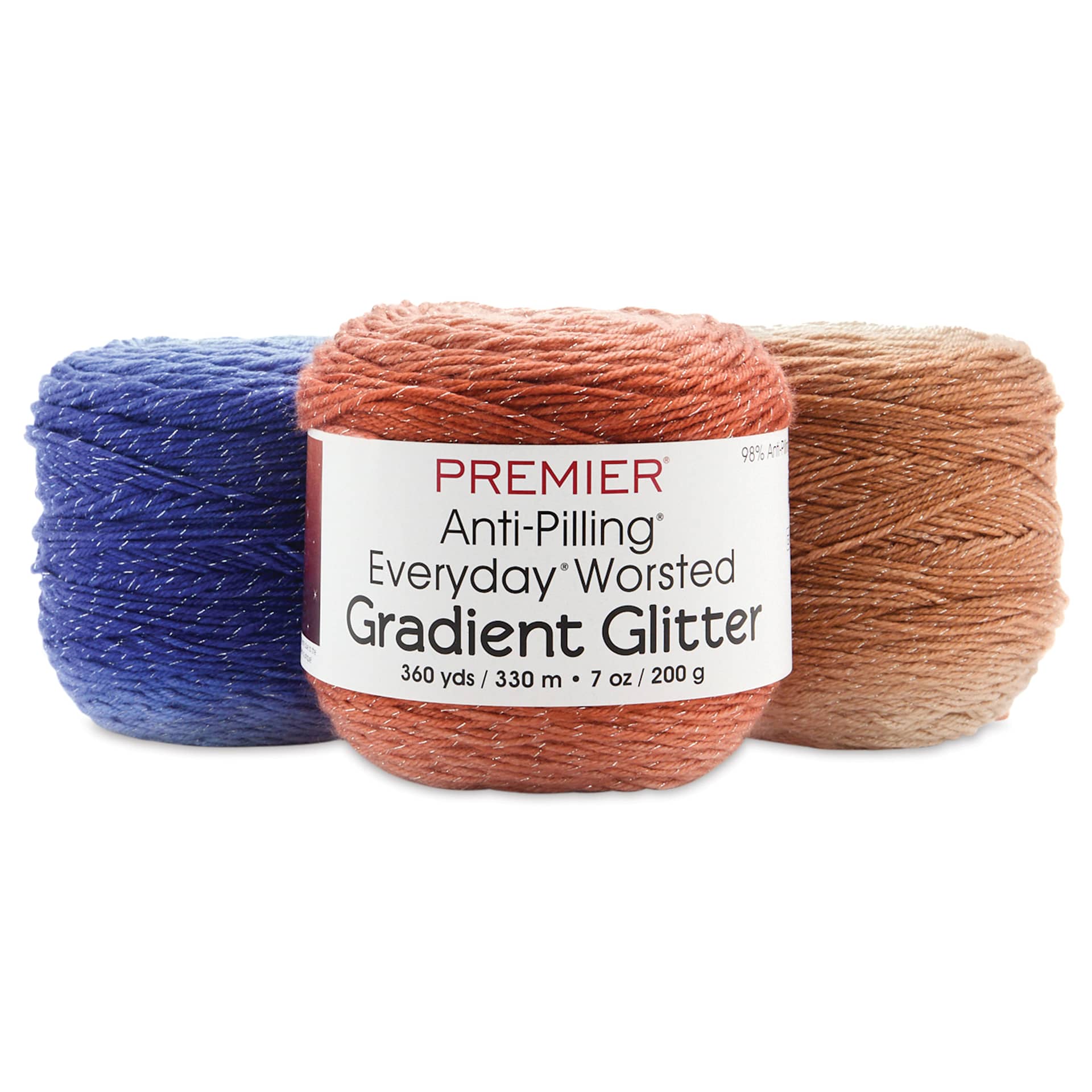 Premier Yarn Anti-Pilling Everyday Worsted Gradient Glitter Yarn skeins
