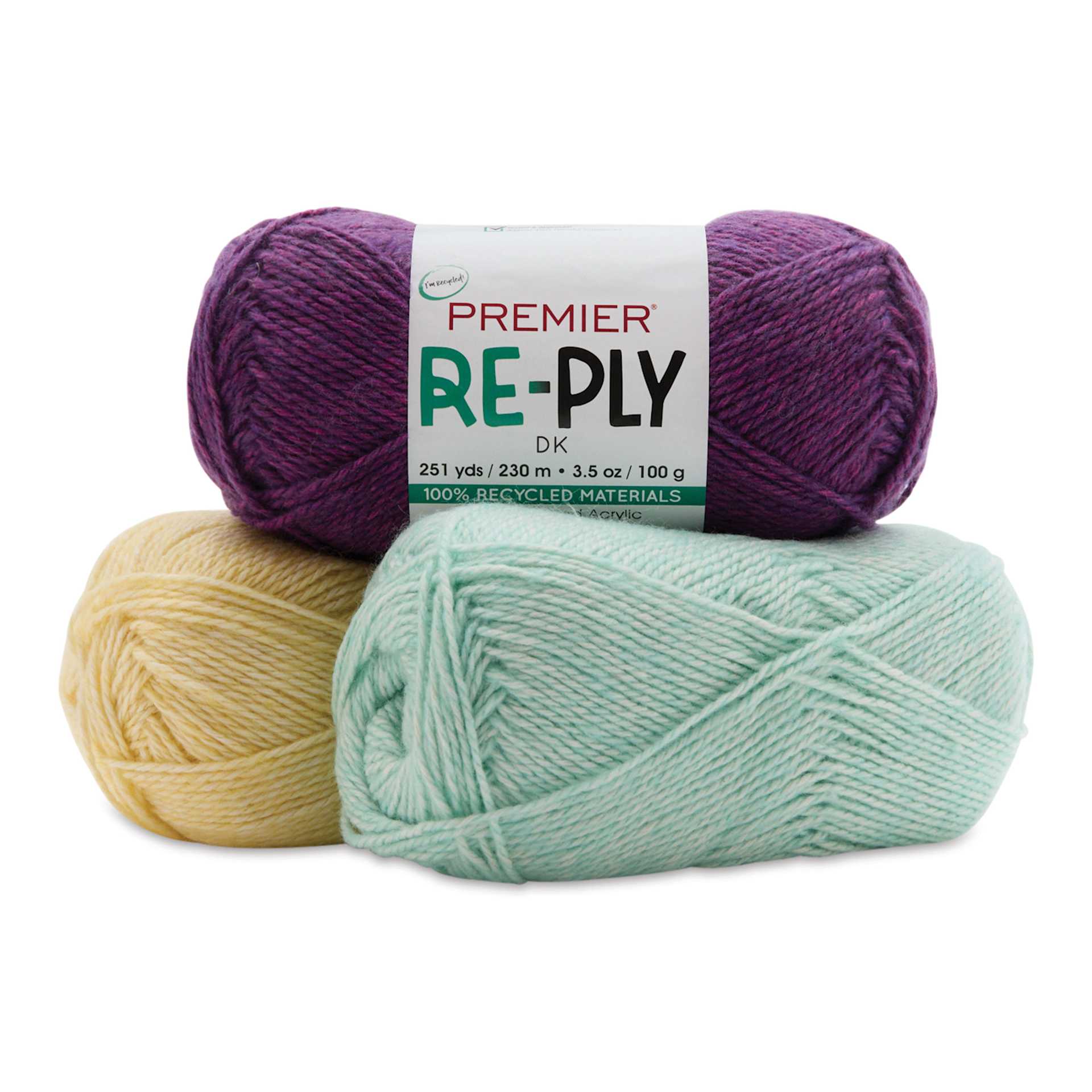 Premier Yarn Re-Ply Yarn skeins piled together