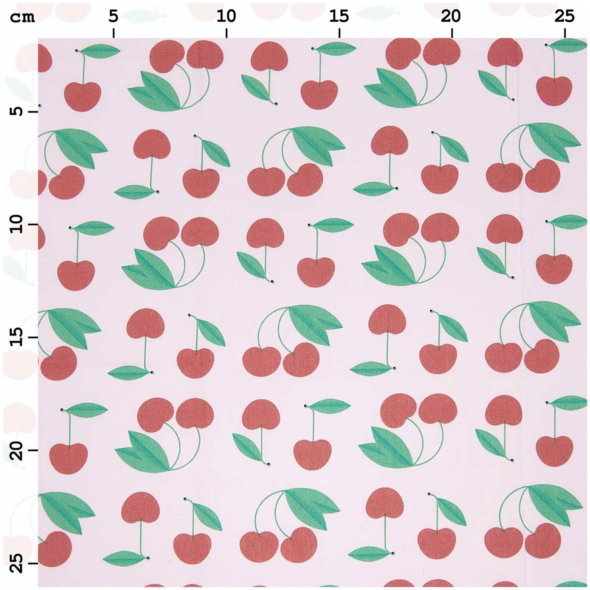 Rico Design Cotton Poplin Fabric - Pink Cherries, 50 cm x 140 cm measurements