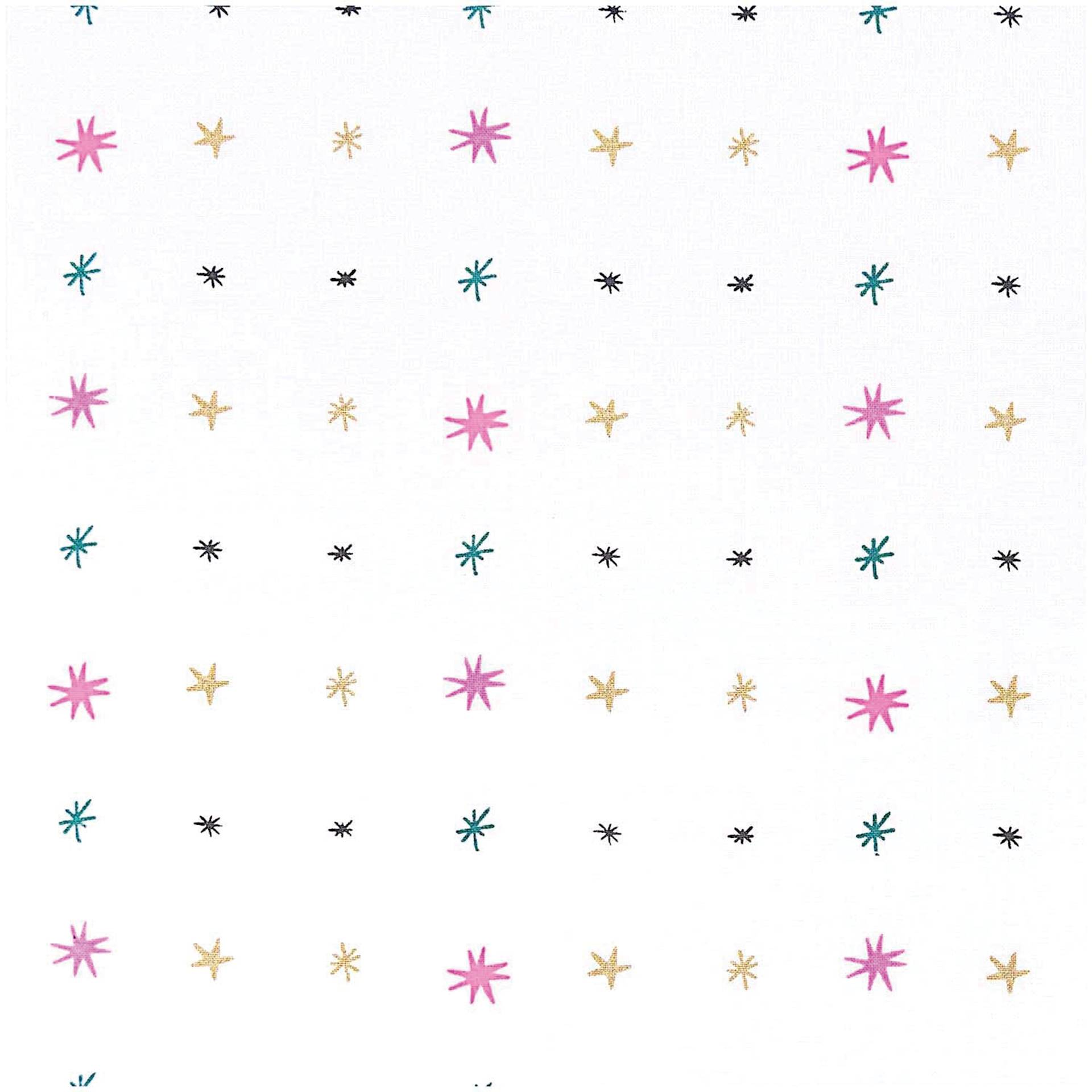 Rico Design Printed Cotton Fabric - Gold and Neon Stars, 50 cm x 140 cm