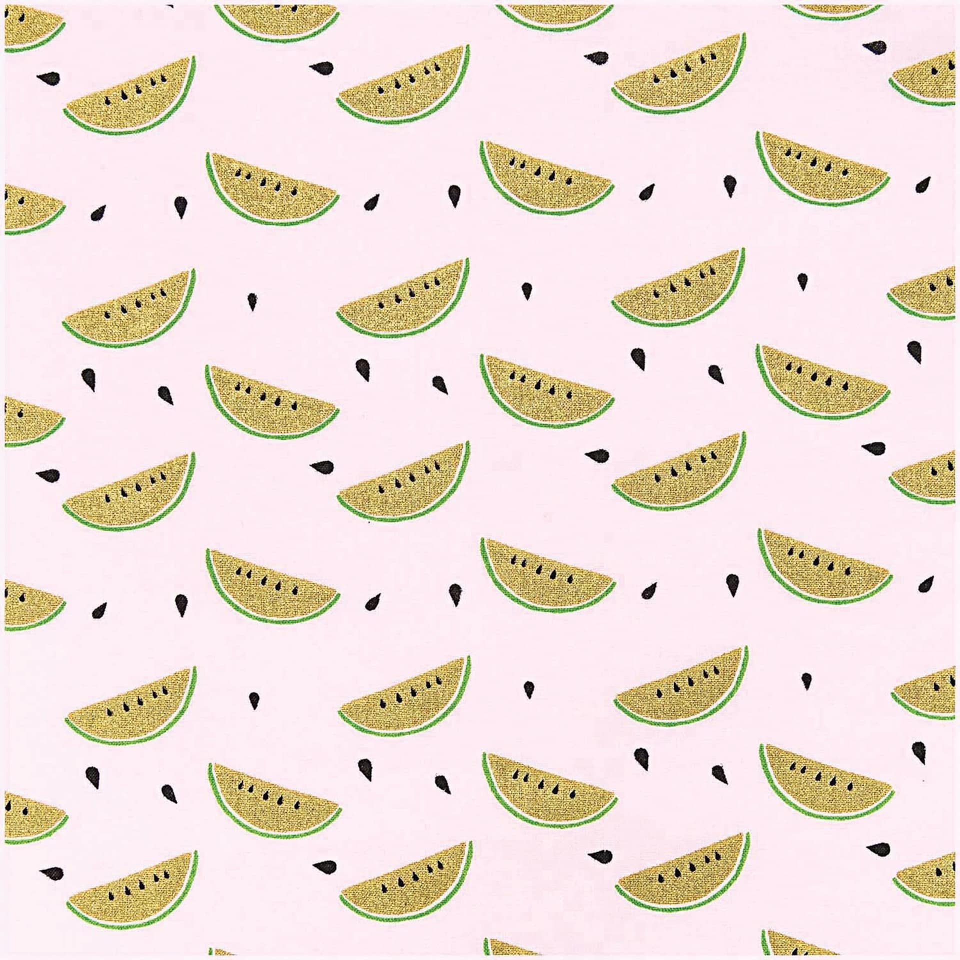 Rico Design Printed Cotton Fabric - Powder and Gold Melon, 50 cm x 140 cm
