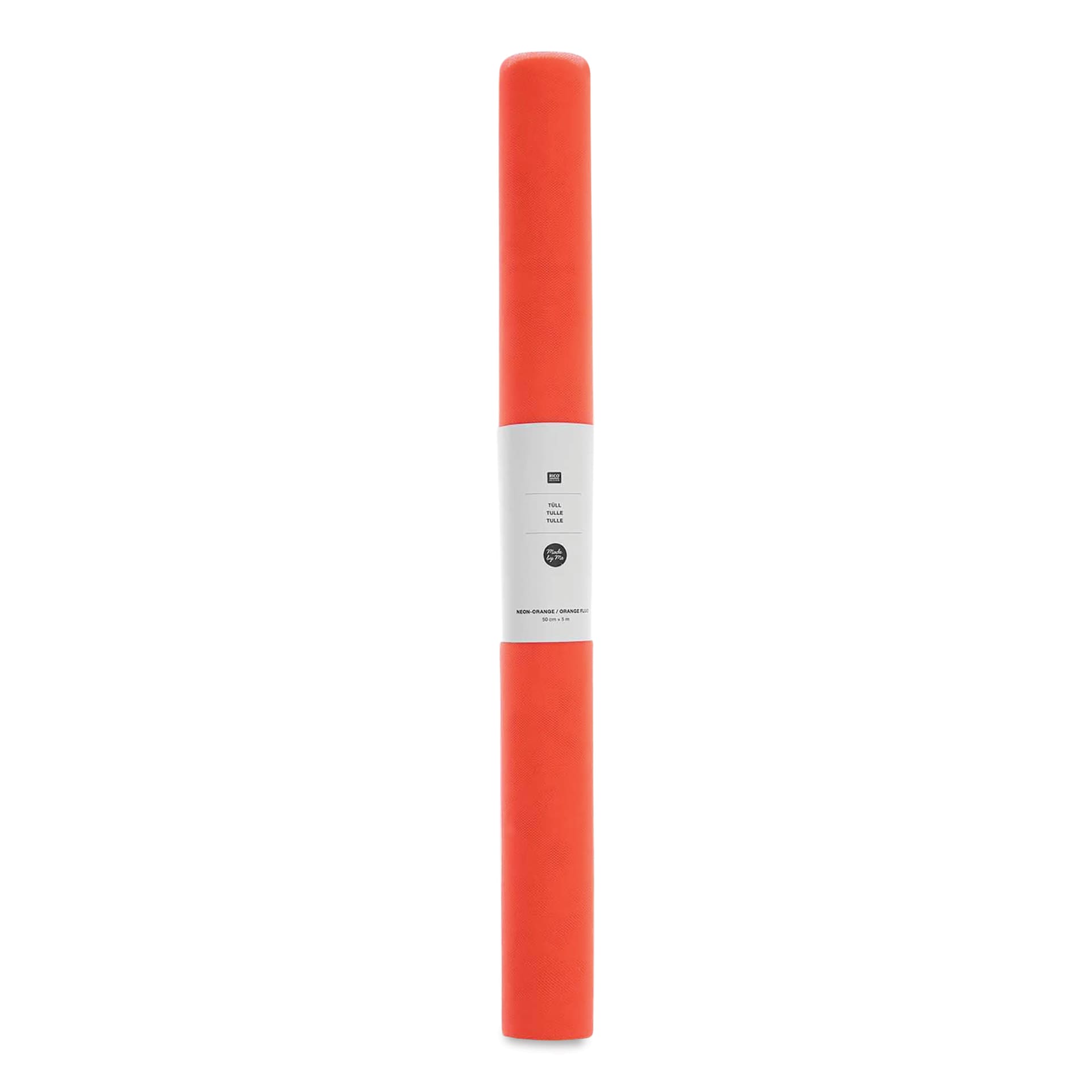 Rico Design Tulle Roll - Neon Orange, 50 cm x 5 m in packaging
