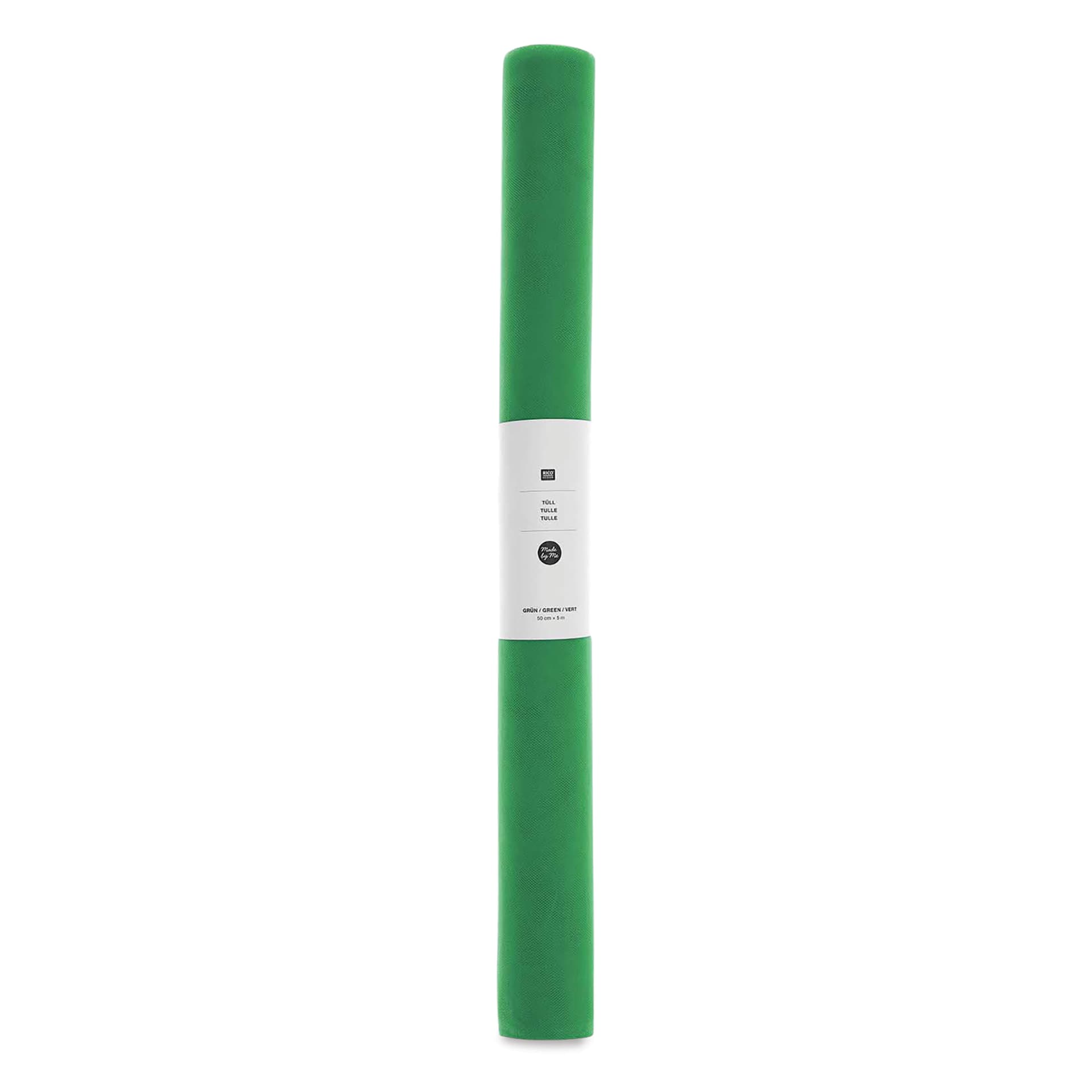 Rico Design Tulle Roll- Green, 50 cm x 5 m in packaging