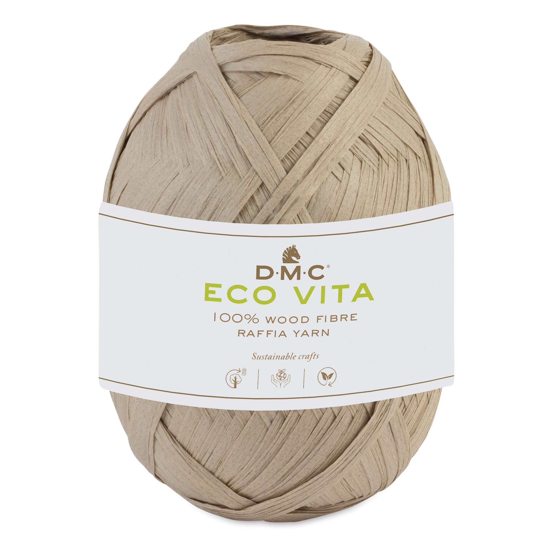 DMC Eco Vita Raffia Yarn - 03 Brown, 109 yards with packaging