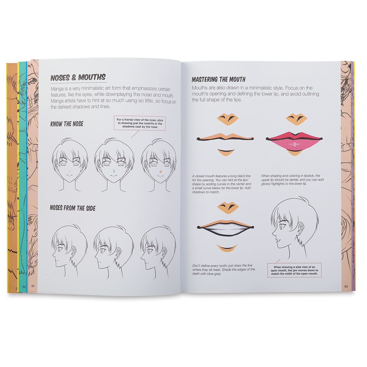 Illustration Studio: Beginning Manga - Spread with tips on drawing Nose and lips
