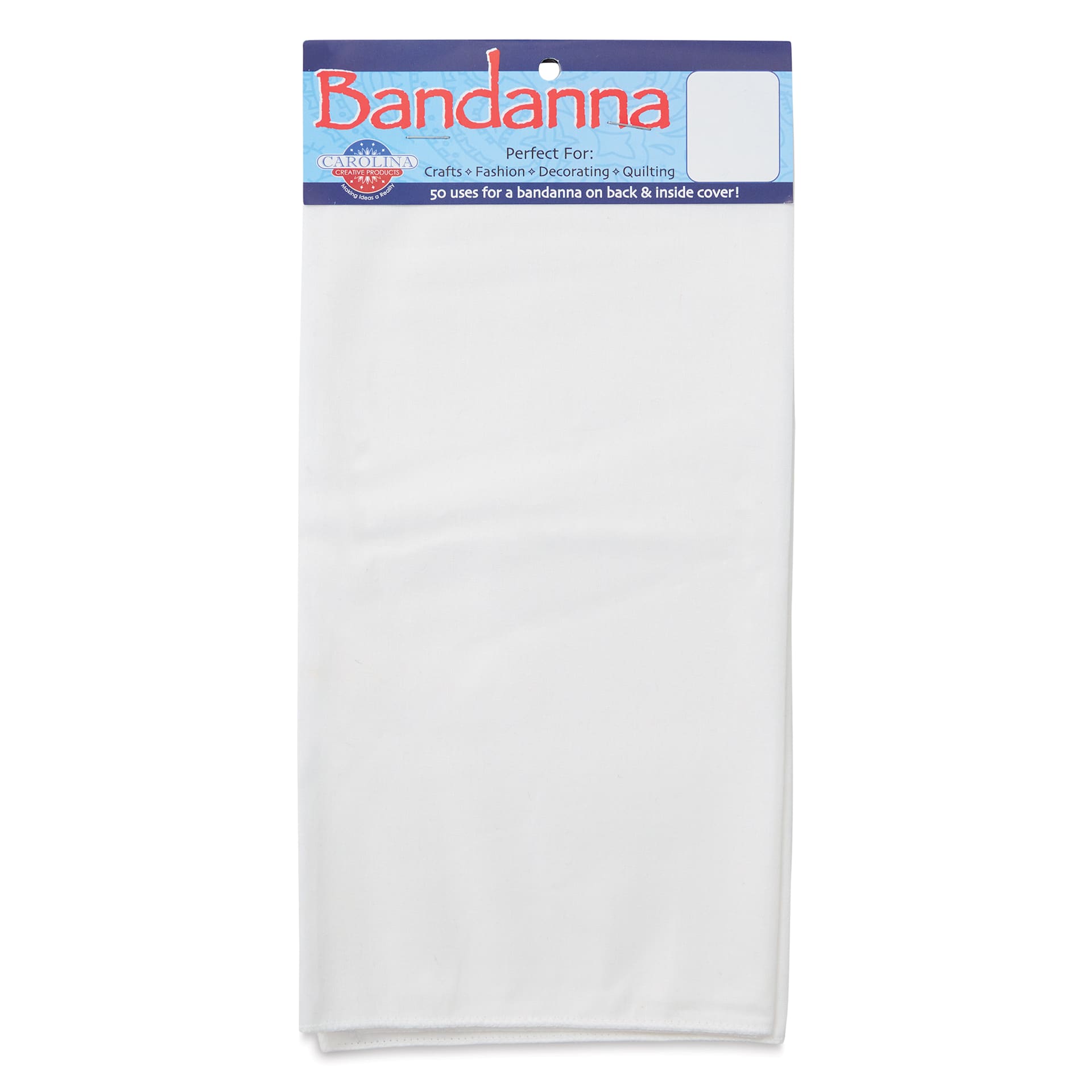 Carolina Creative Solid Bandana - White, 22" x 22"