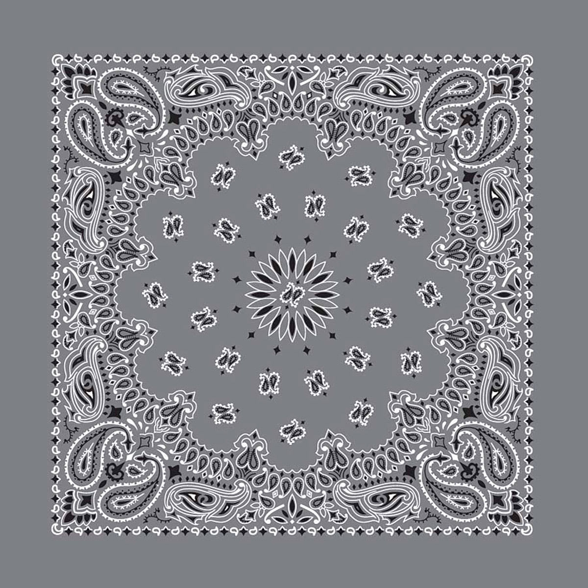 Hav-A-Hank Paisley Bandana - Charcoal, 22" W x 22" L