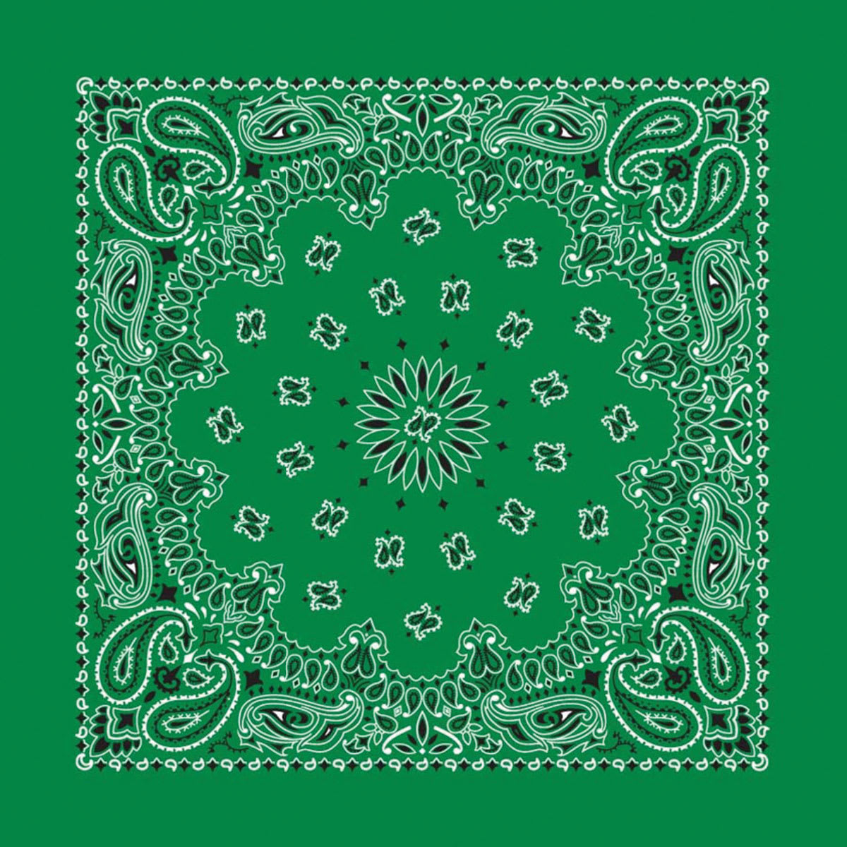Hav-A-Hank Paisley Bandana - Kelly Green, 22" W x 22" L