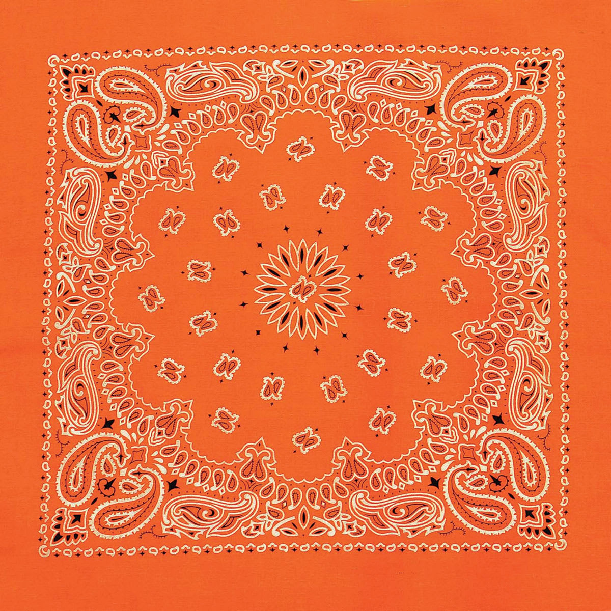 Hav-A-Hank Novelty Bandana - Neon Orange Paisley, 22" W x 22" L
