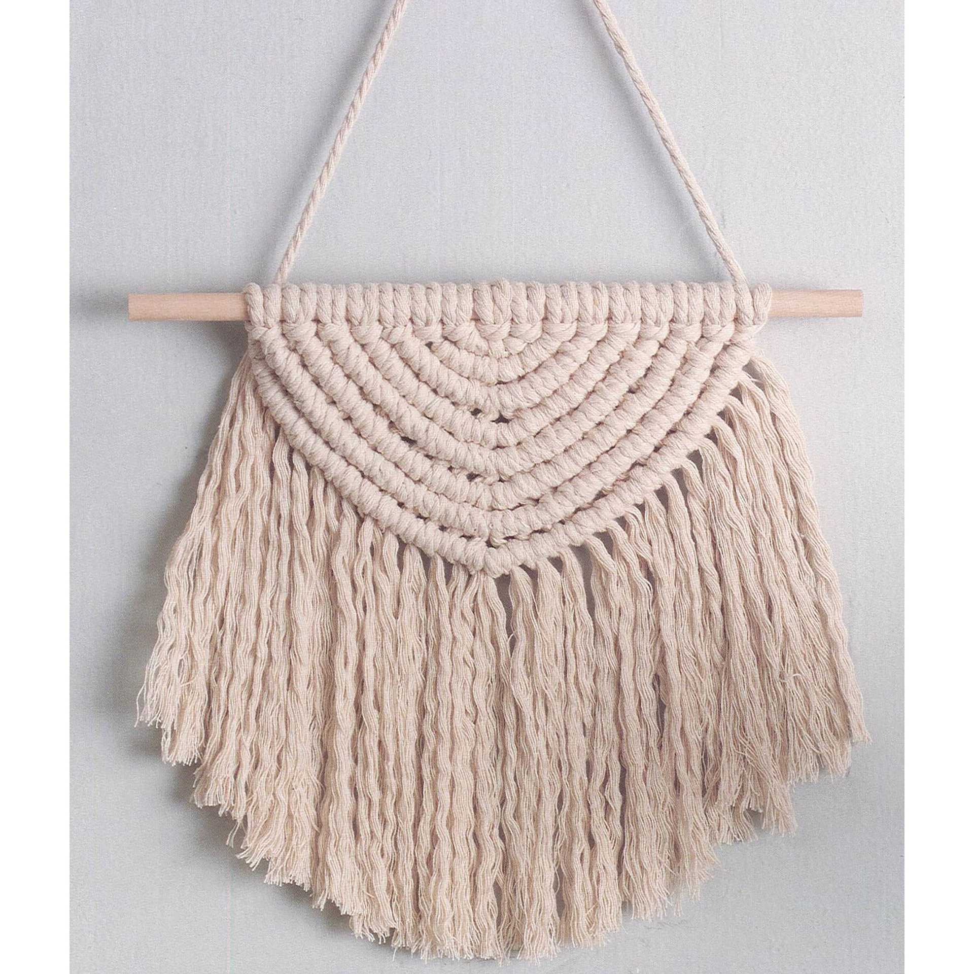 Leisure Arts Macramé Half Circle Kit, completed hanging on wall