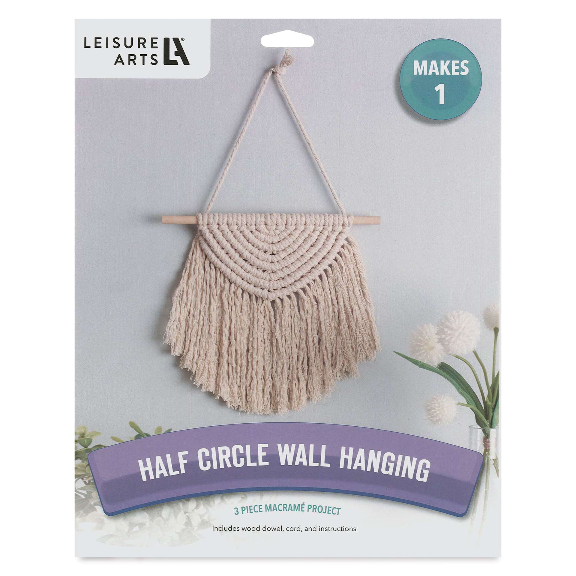 Leisure Arts Macramé Half Circle Kit, front of packaging