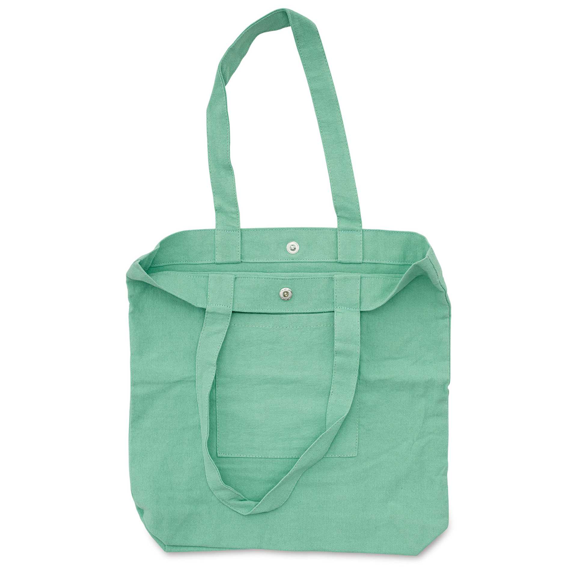 Harvest Import Washed Canvas Tote Bag - Green, Front Pocket, top opened