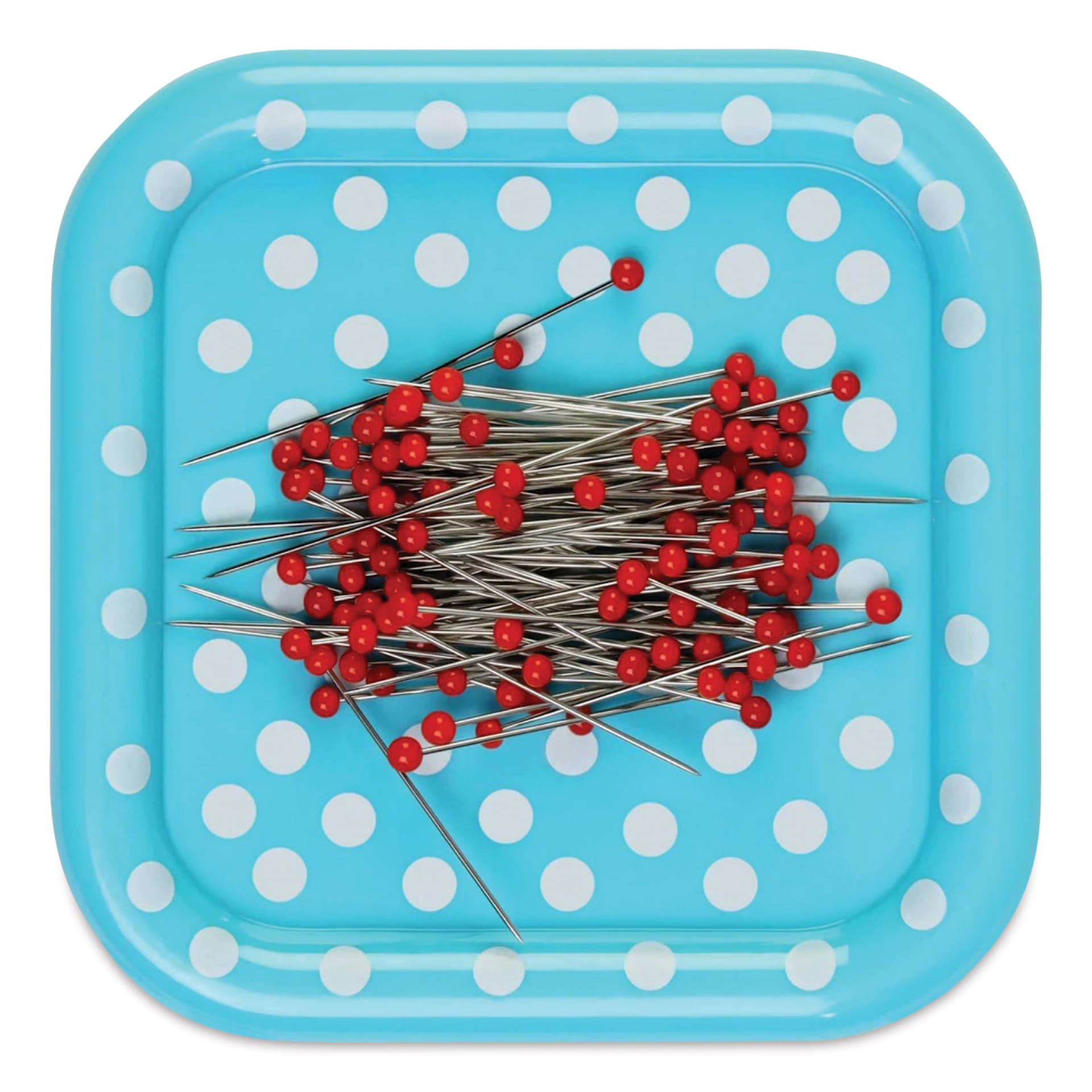 Prym Love Magnetic Pin Cushion Dish - Square with Pins (Top view)
