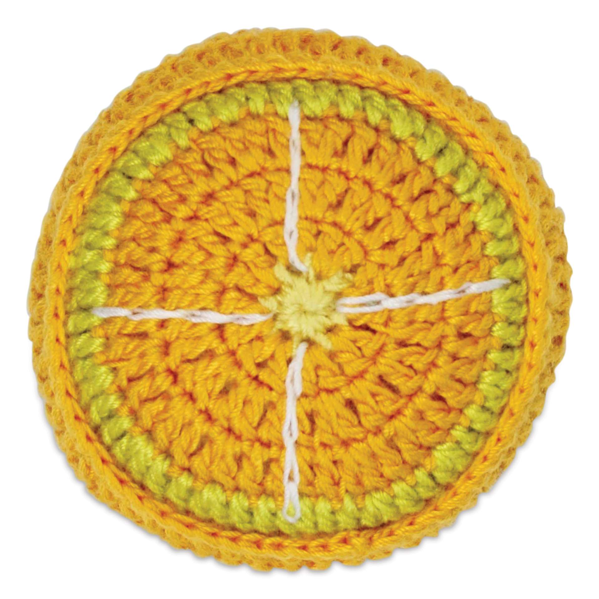 Prym Love Fruit Pin Cushion Pattern Weight - Orange, 0.8 oz (Top-down view of orange pin cushion)