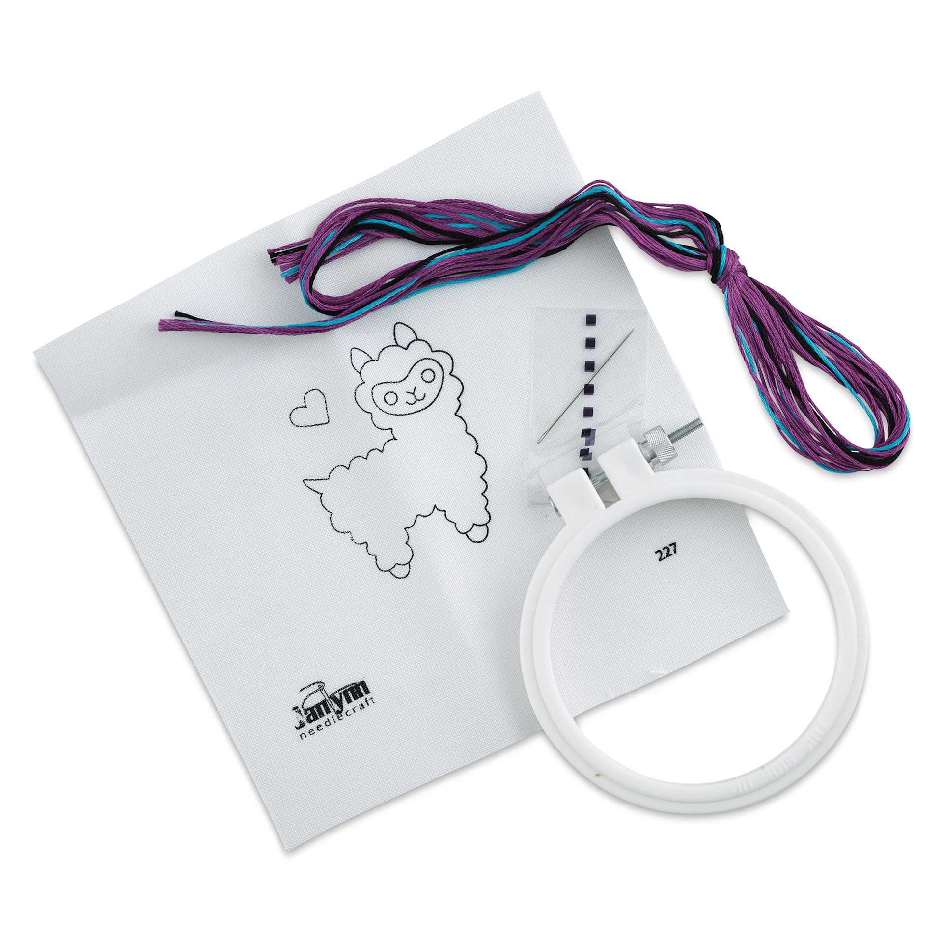 Design Works Thread Punch Needle Kit - Llama, contents laid out
