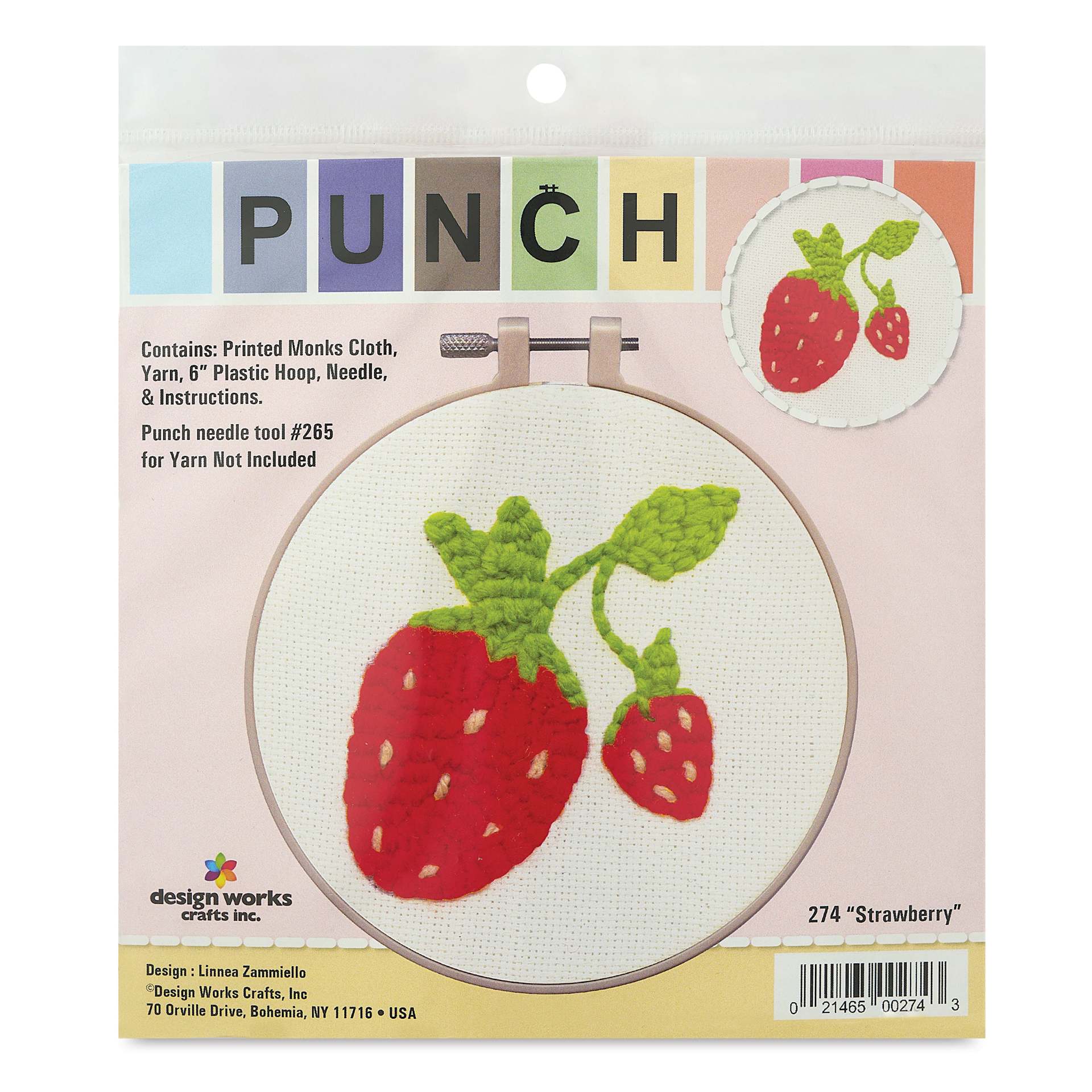 Design Works Yarn Punch Needle Kit - Strawberry, front of packaging