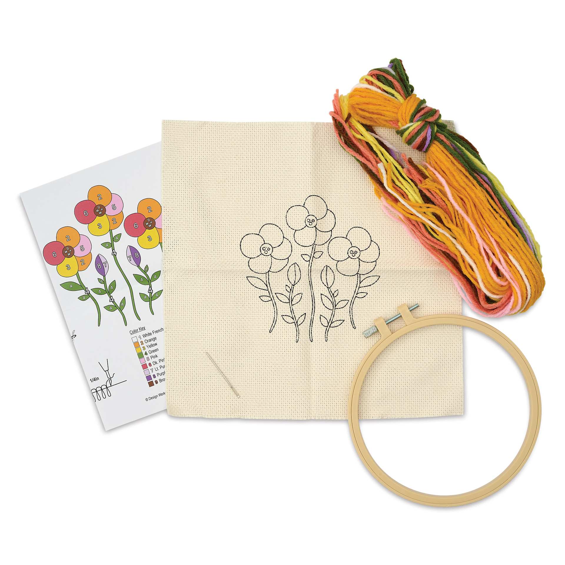 Design Works Yarn Punch Needle Kit - Poppies, kit contents