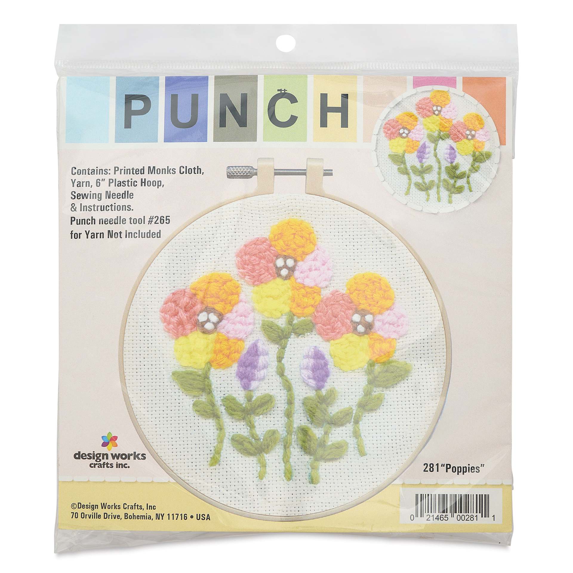 Design Works Yarn Punch Needle Kit - Poppies, front of packaging