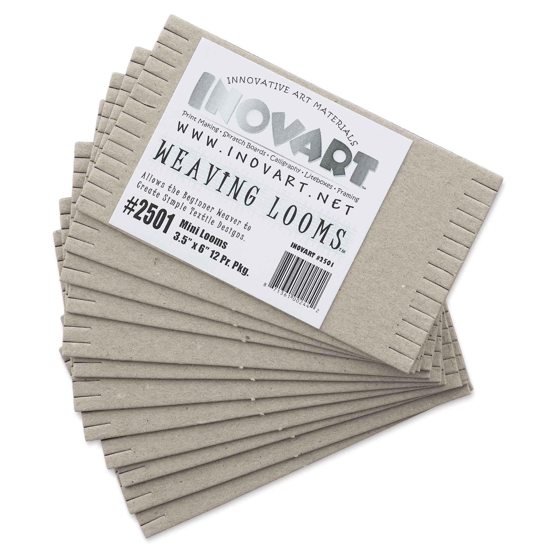 Inovart Chipboard Weaving Looms - Mini, 3-1/2" x 6", Pkg of 12, fanned out