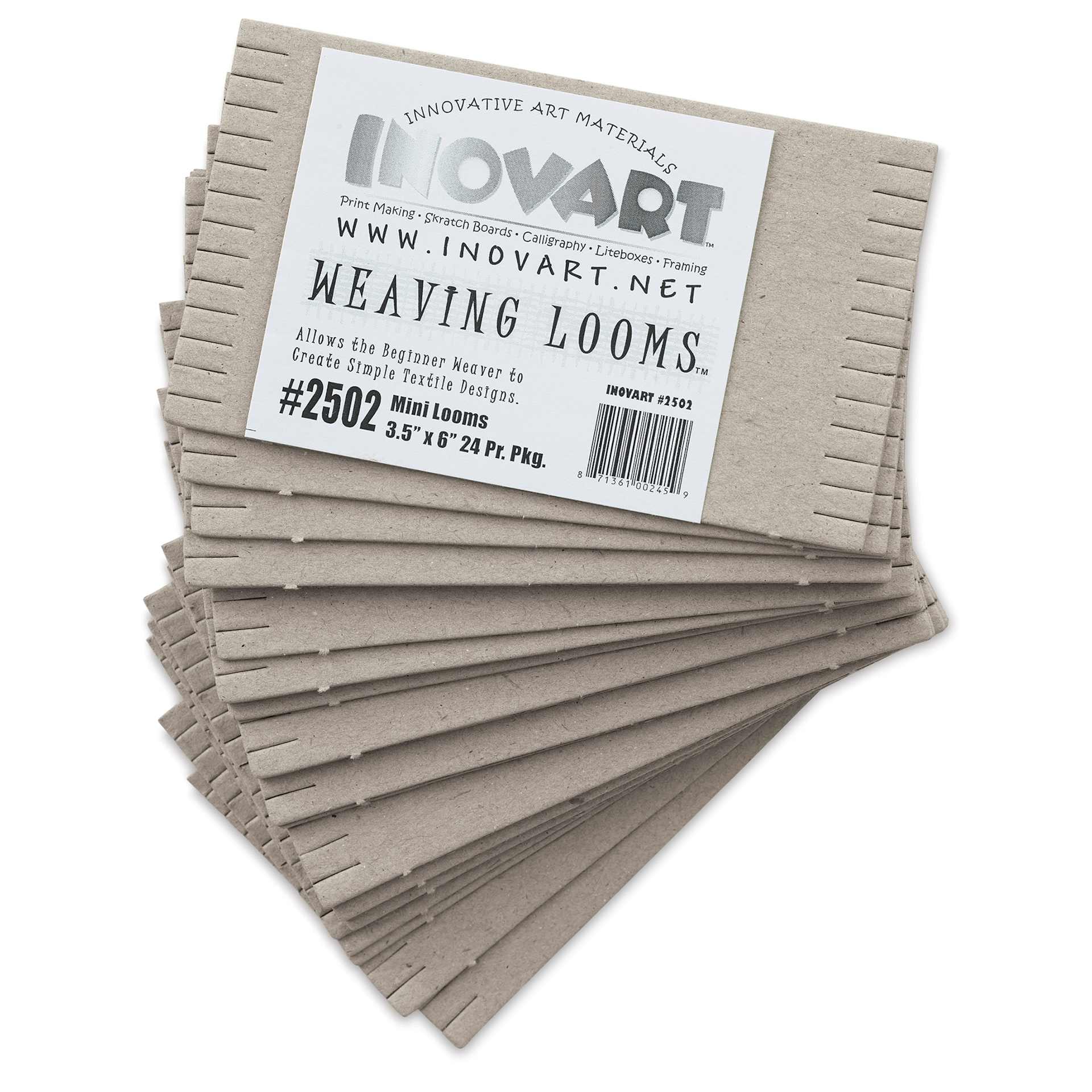 Inovart Chipboard Weaving Looms - Mini, 3-1/2" x 6", Pkg of 24, fanned out