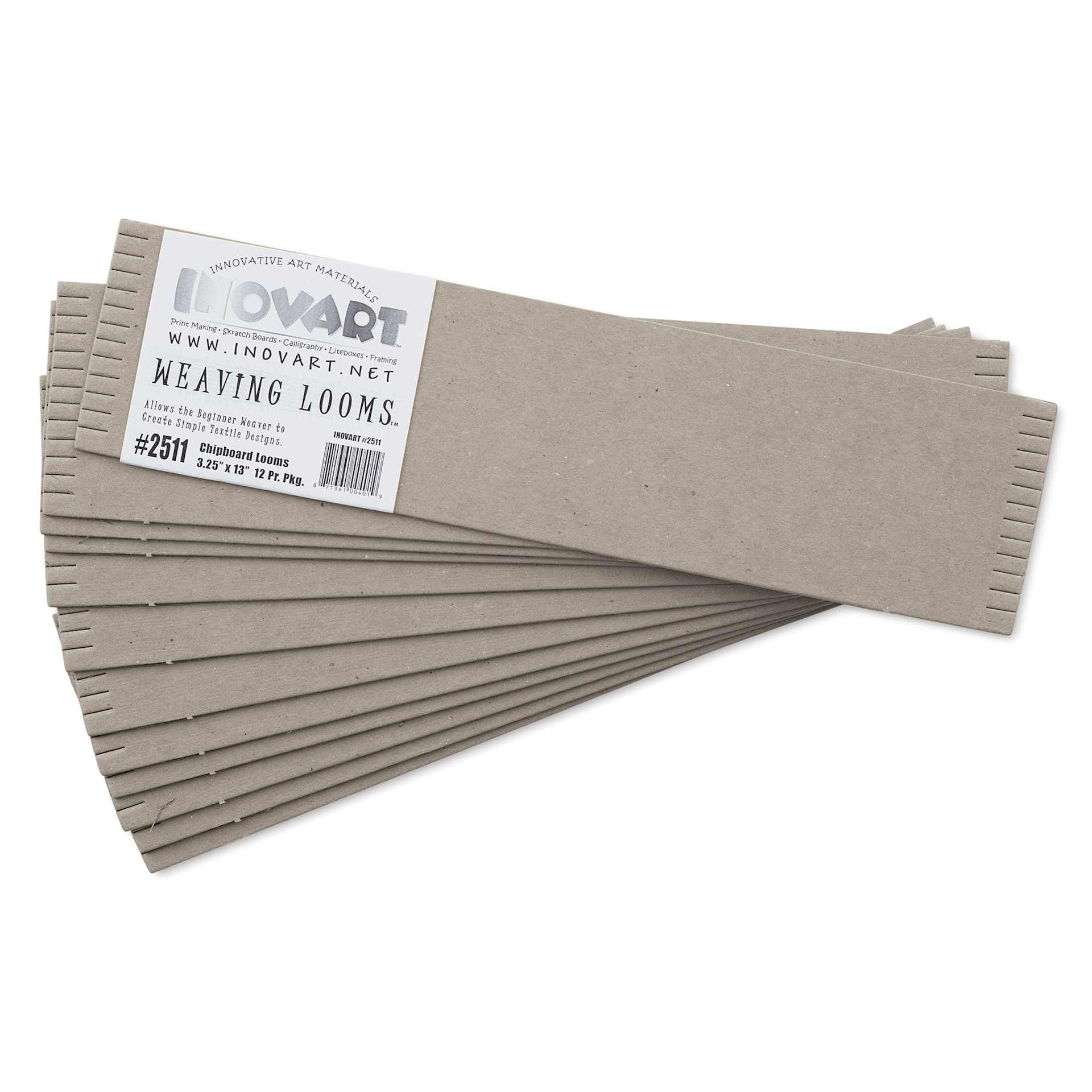 Inovart Chipboard Weaving Looms - 3-1/4" x 13", Pkg of 12, fanned out